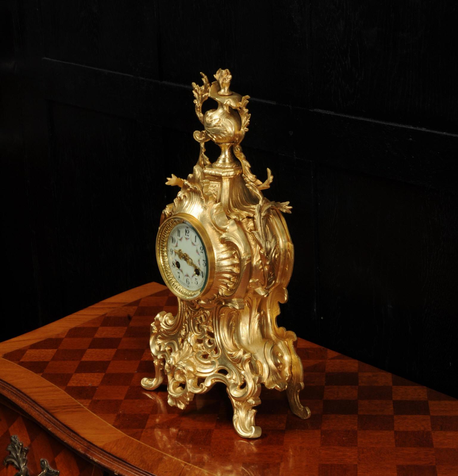 Antique French Gilt Bronze Rococo Clock by Samuel Marti 7