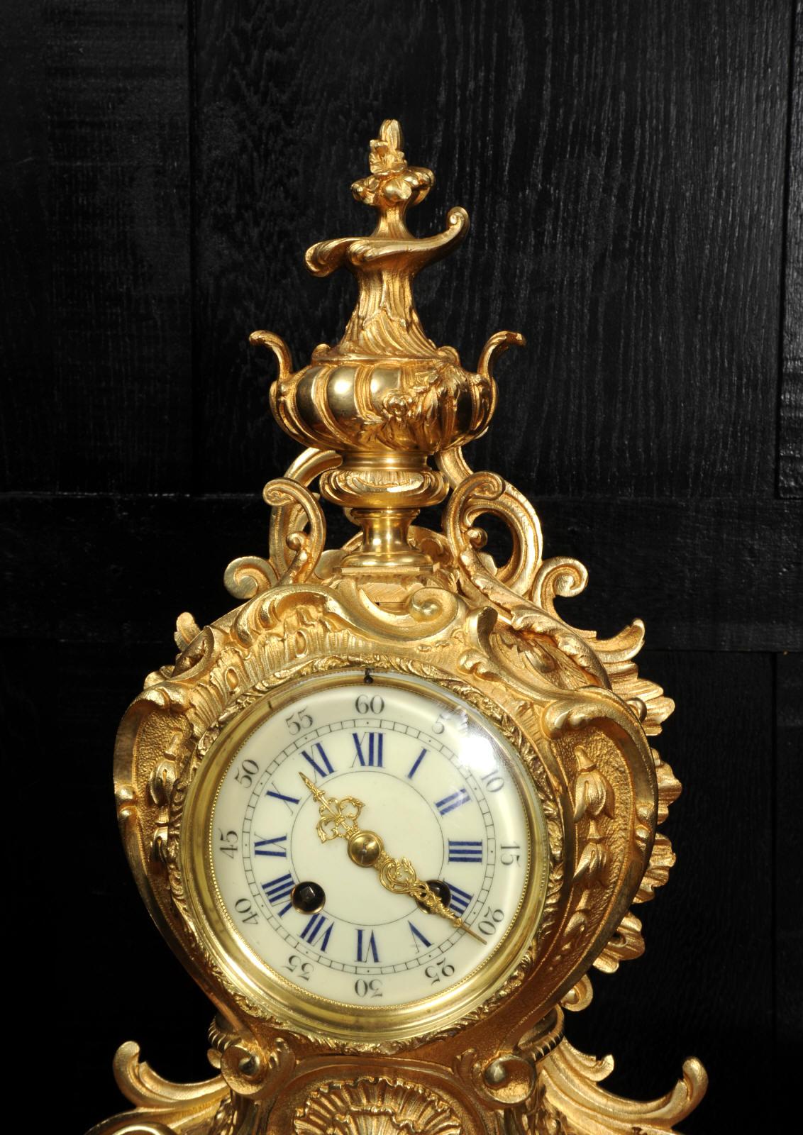 Antique French Gilt Bronze Rococo Clock by Samuel Marti 7