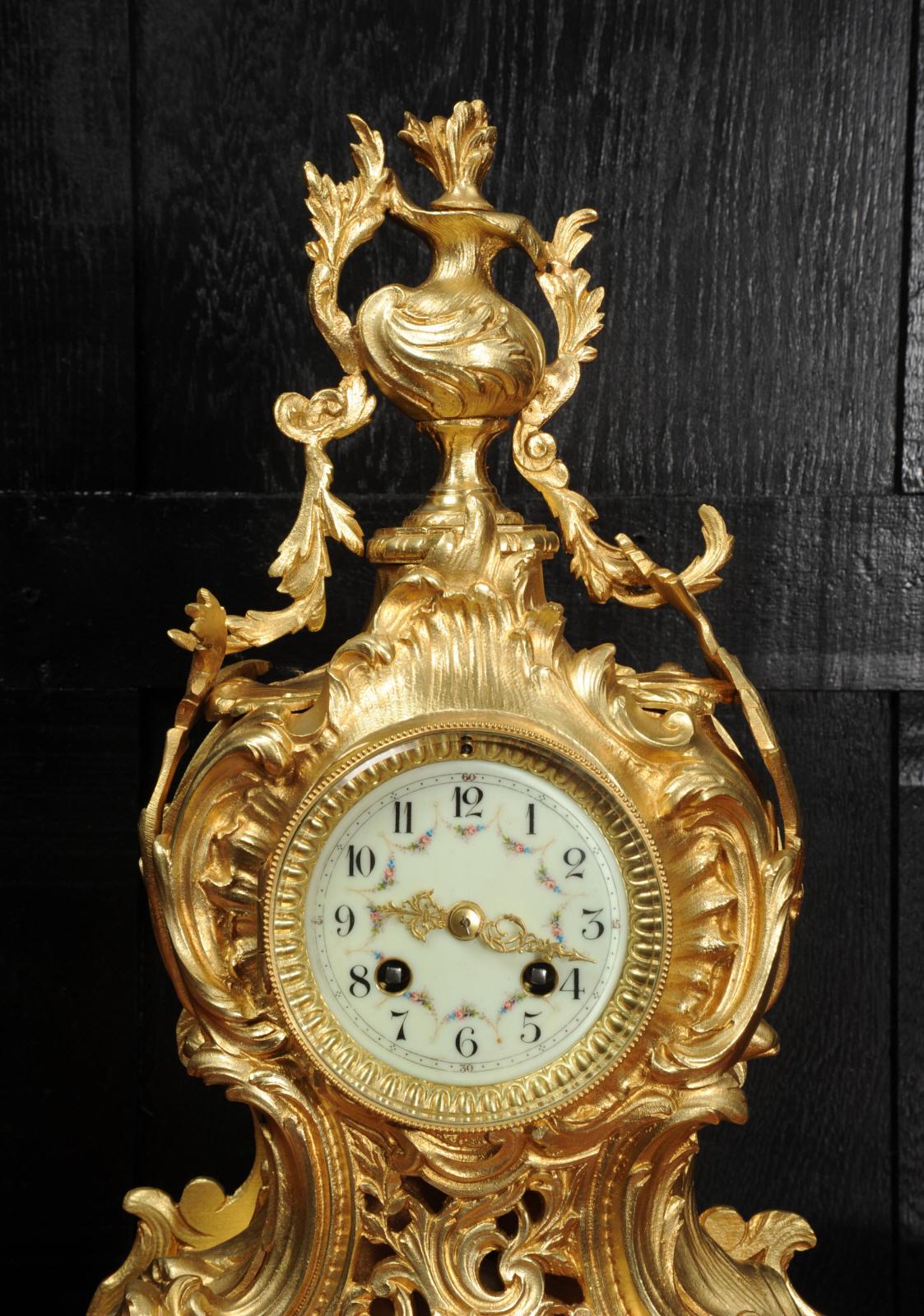 Antique French Gilt Bronze Rococo Clock by Samuel Marti 8