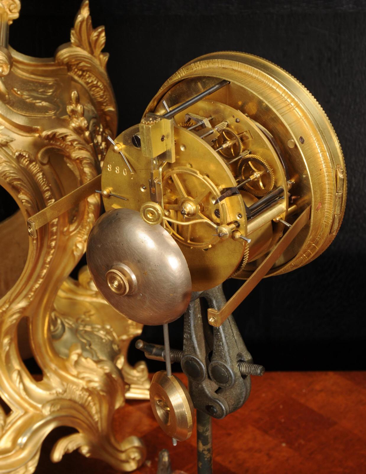 Antique French Gilt Bronze Rococo Clock by Samuel Marti For Sale 10