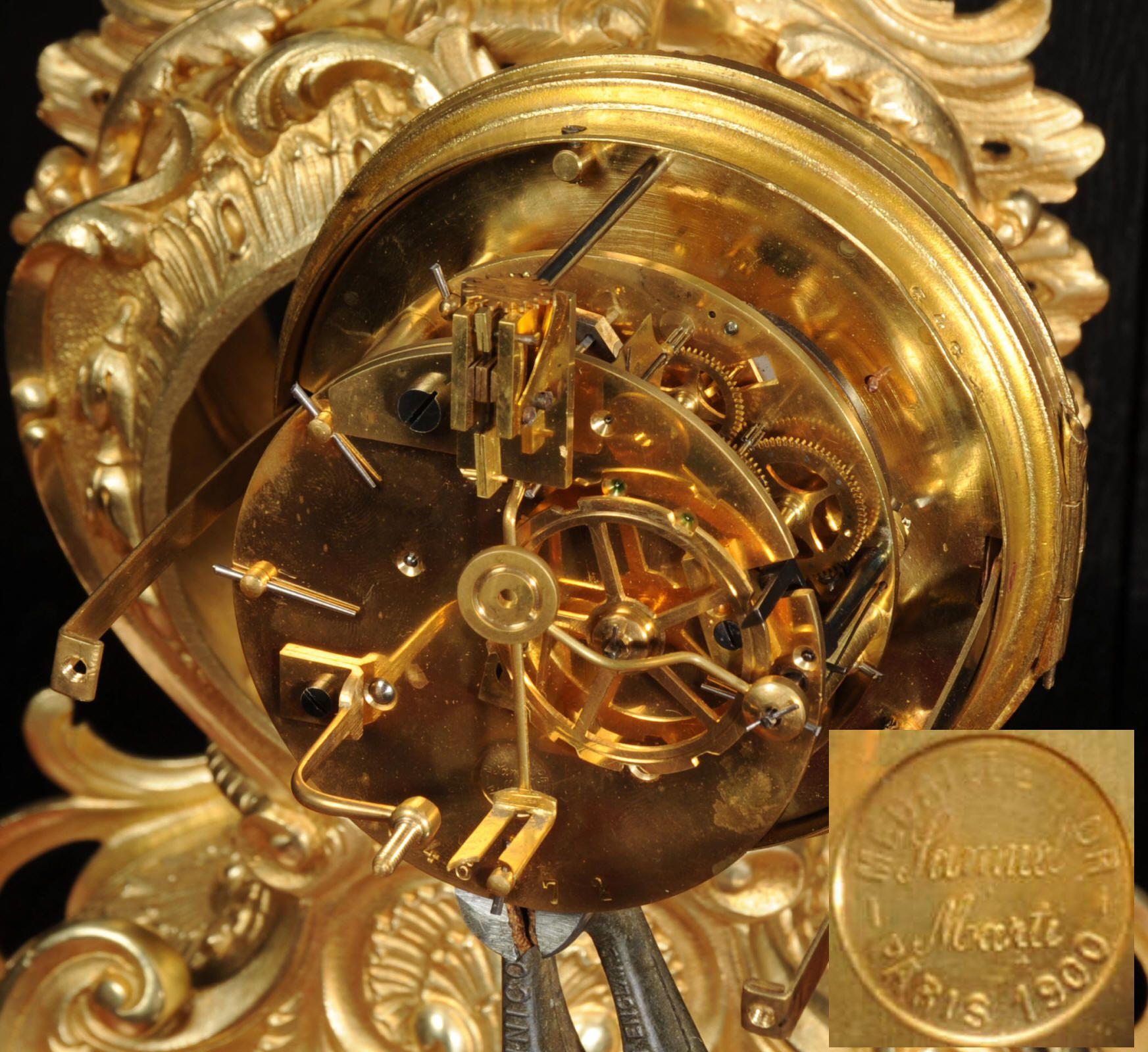 Antique French Gilt Bronze Rococo Clock by Samuel Marti 12