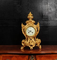 Antique French Gilt Bronze Rococo Clock by Samuel Marti