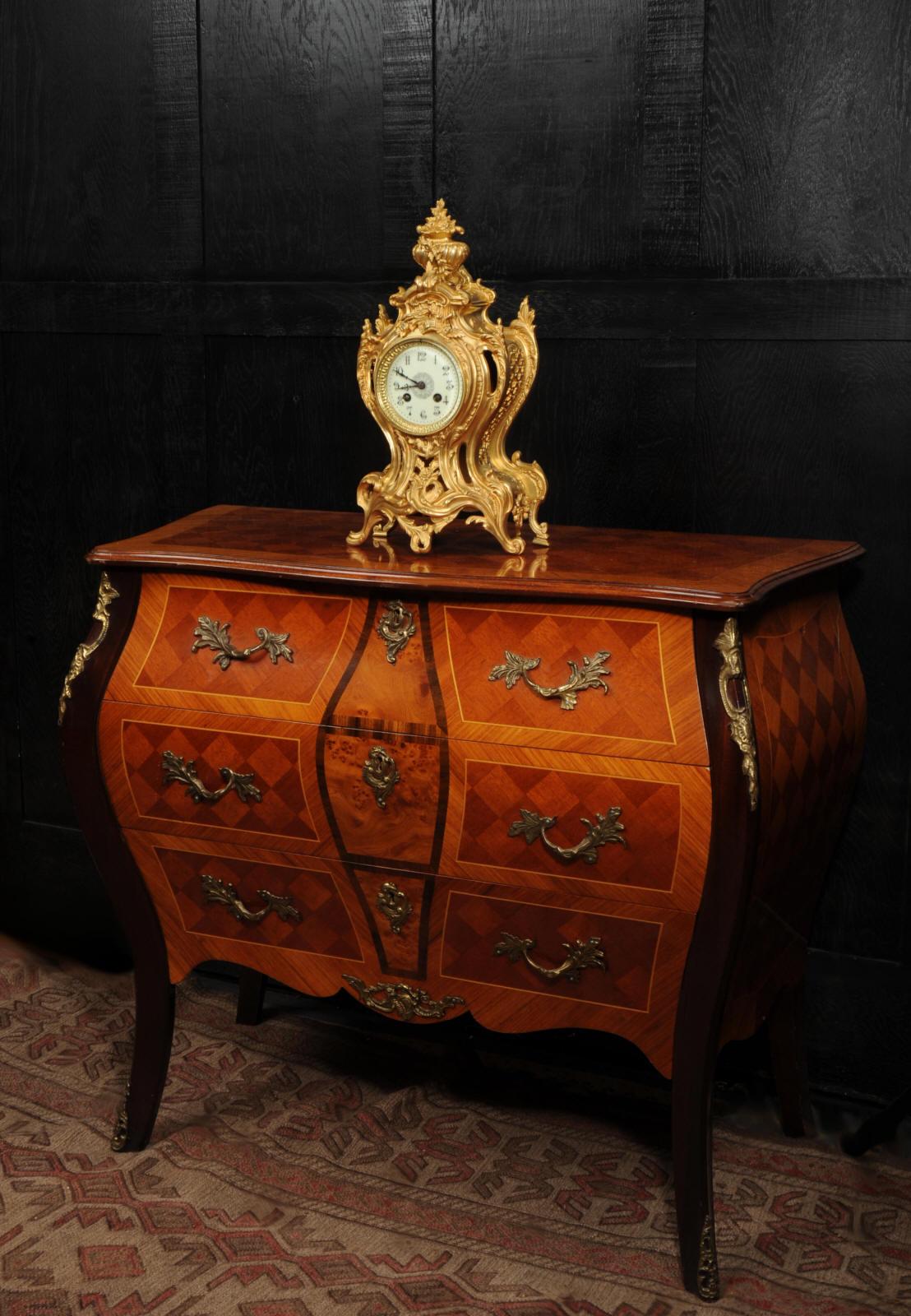 Antique French Gilt Bronze Rococo Clock by Samuel Marti For Sale 1