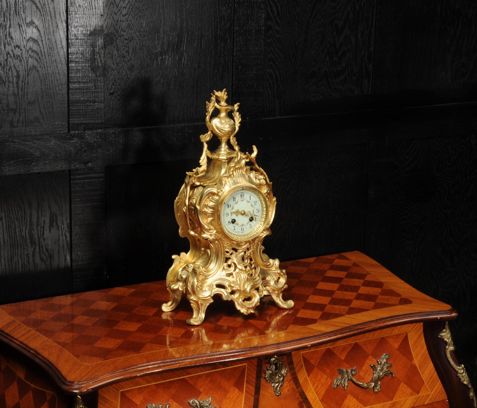 Antique French Gilt Bronze Rococo Clock by Samuel Marti 2