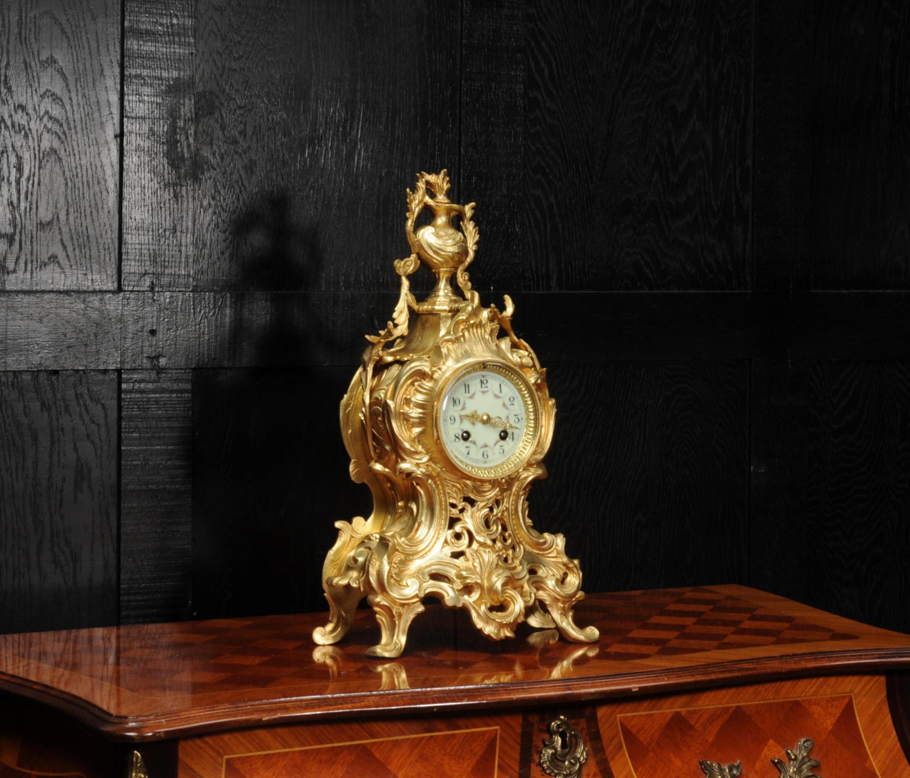 Antique French Gilt Bronze Rococo Clock by Samuel Marti 3