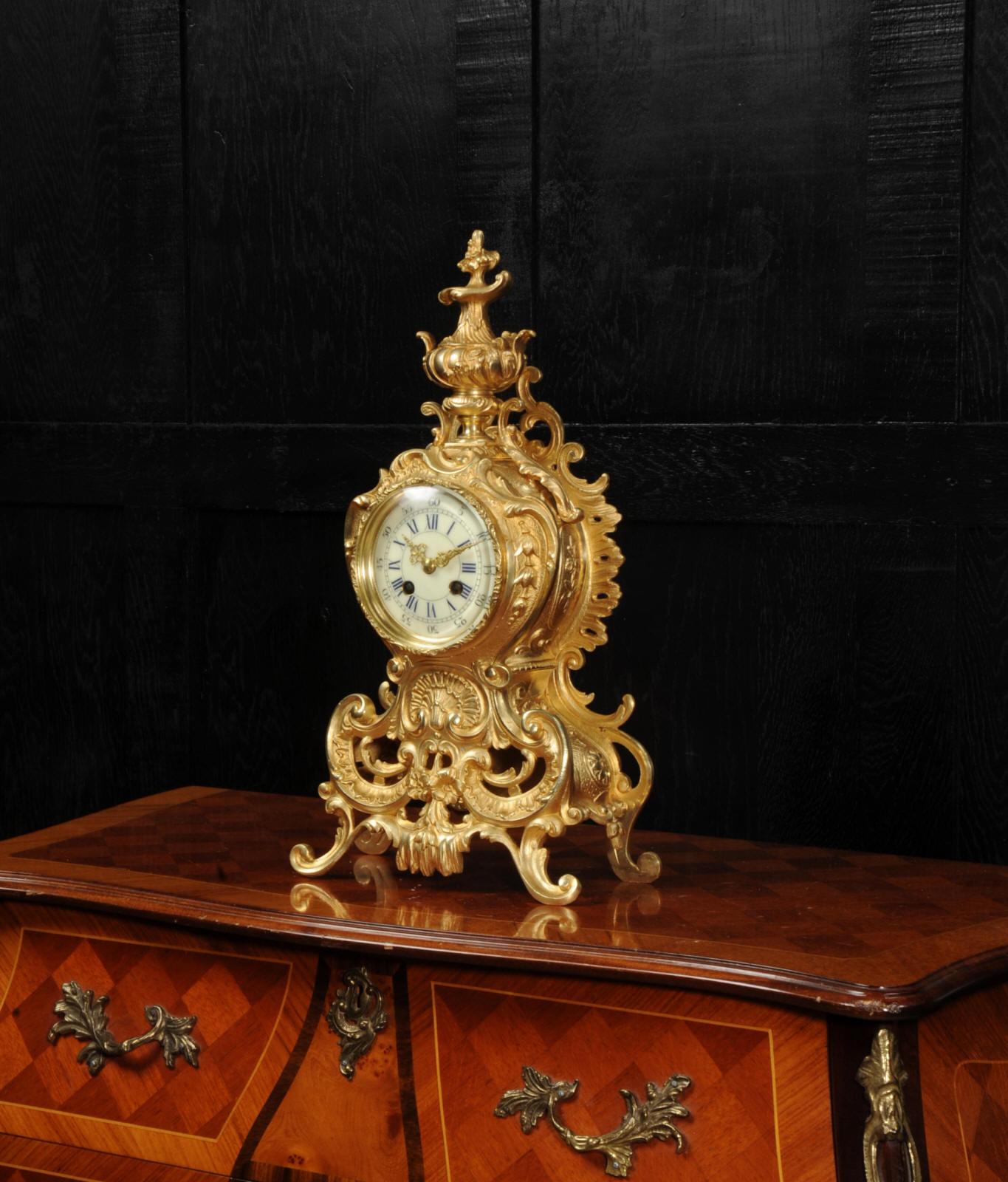 Antique French Gilt Bronze Rococo Clock by Samuel Marti 3