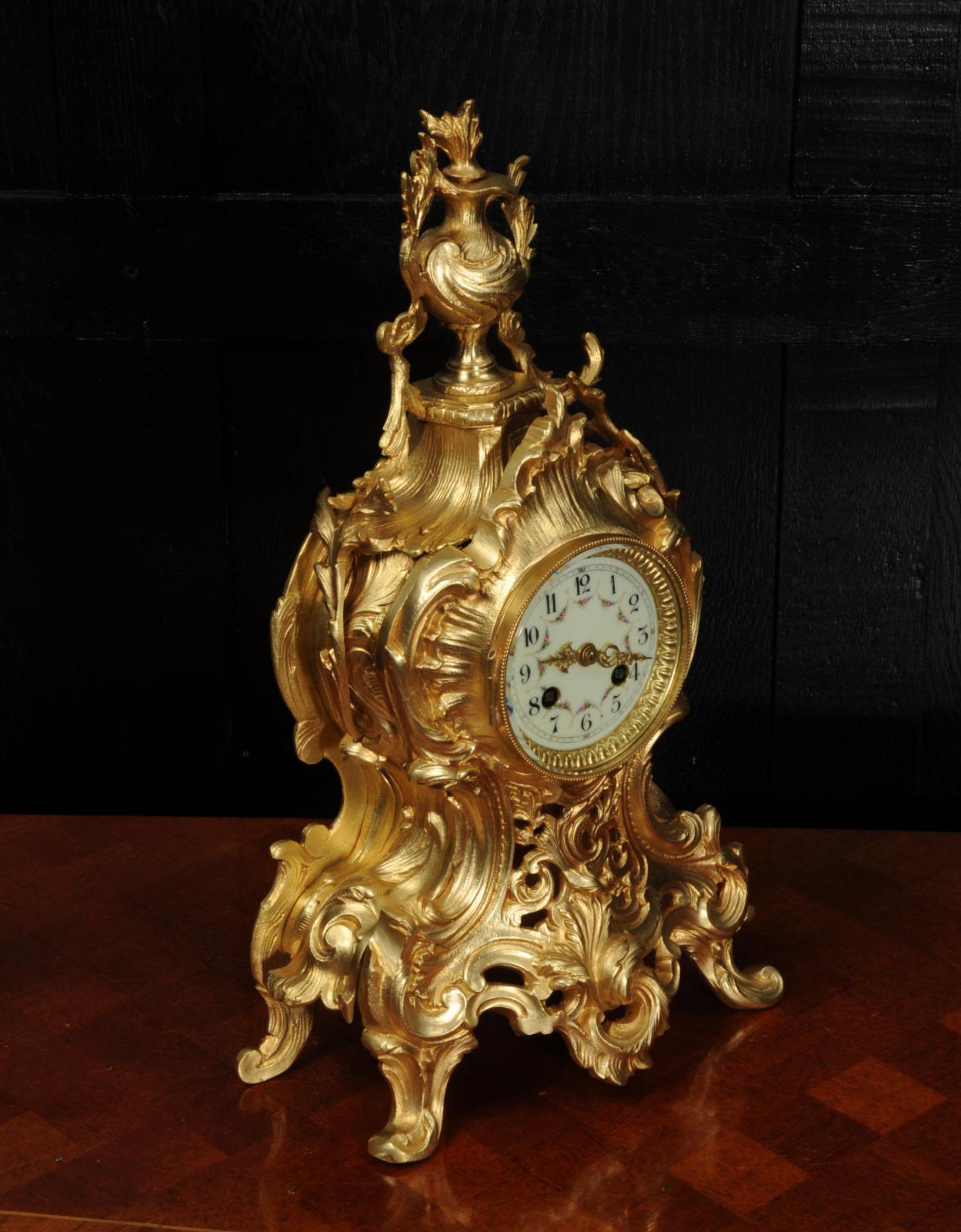 Antique French Gilt Bronze Rococo Clock by Samuel Marti 5
