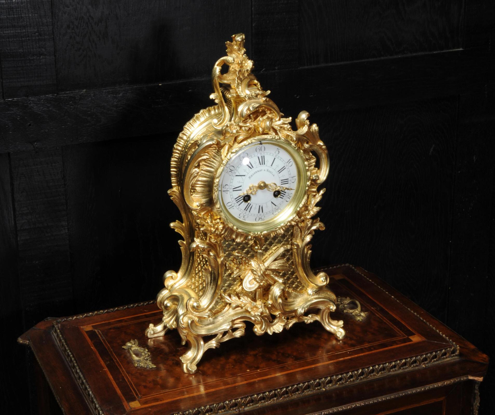 Antique French Gilt Bronze Rococo Clock by Vincenti et Cie, Music 1