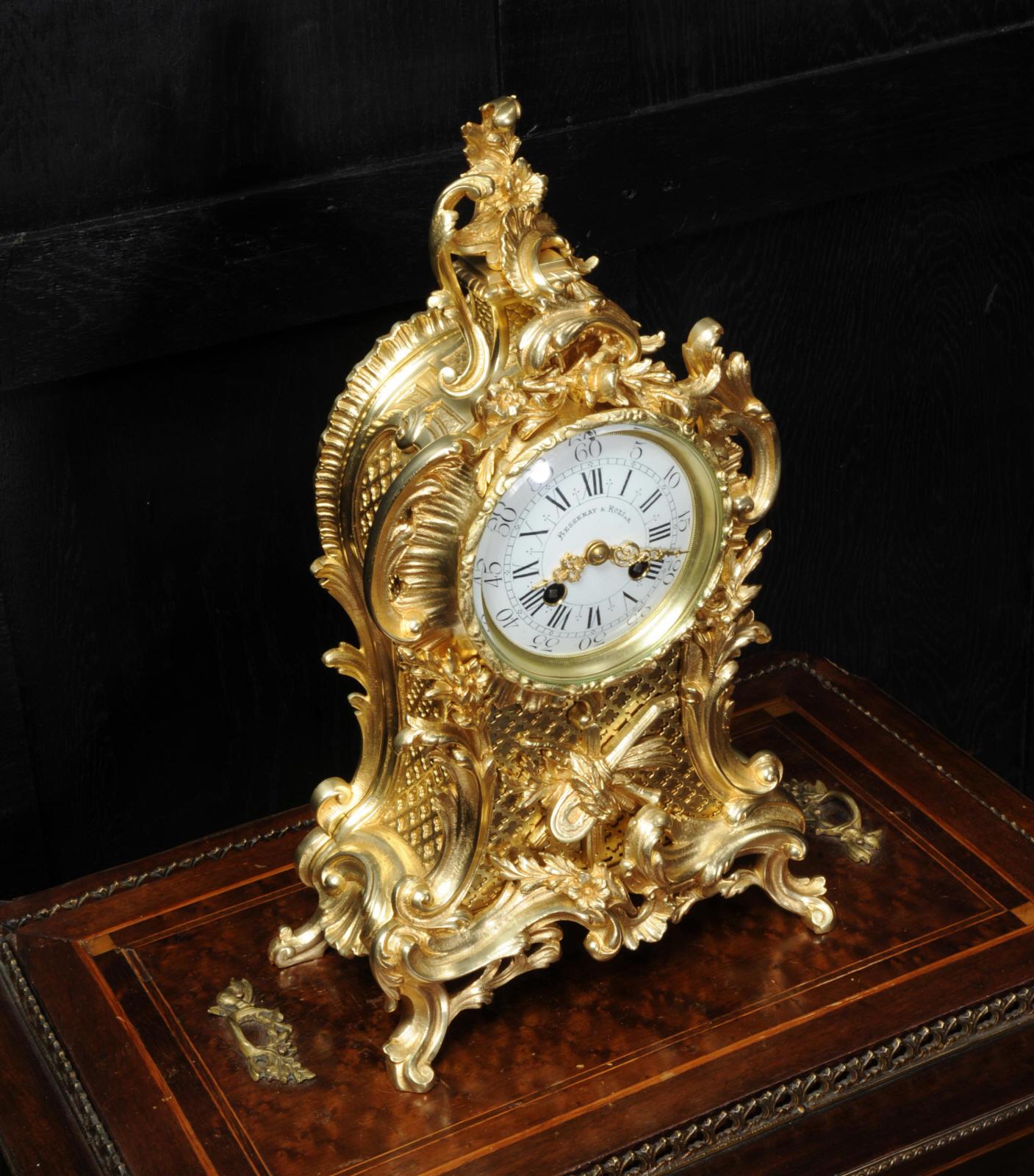 Antique French Gilt Bronze Rococo Clock by Vincenti et Cie, Music 2