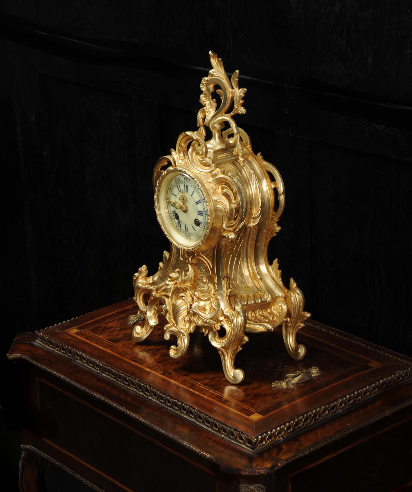 Antique French Gilt Bronze Rococo Clock, circa 1880 3