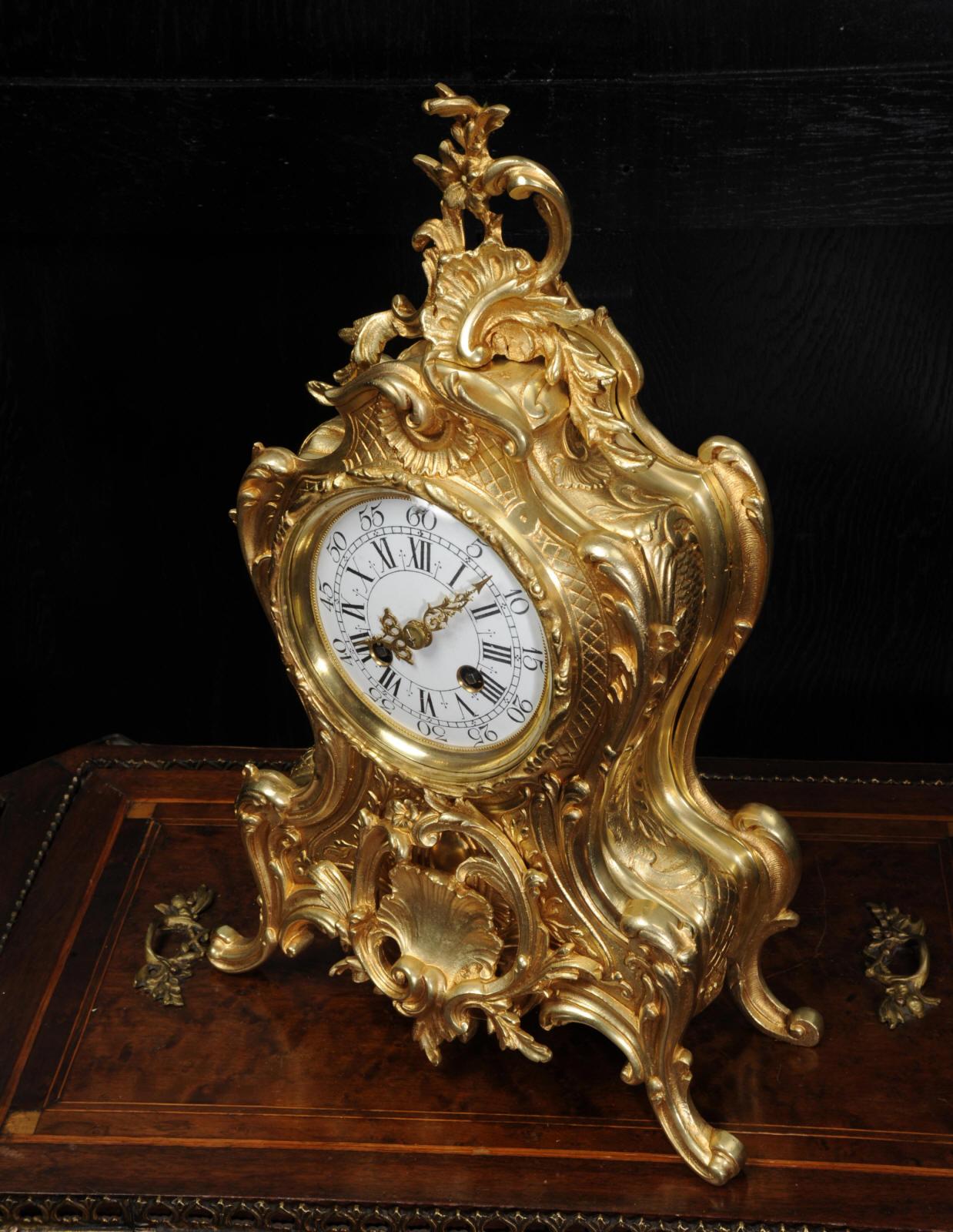 Antique French Gilt Bronze Rococo Clock 6
