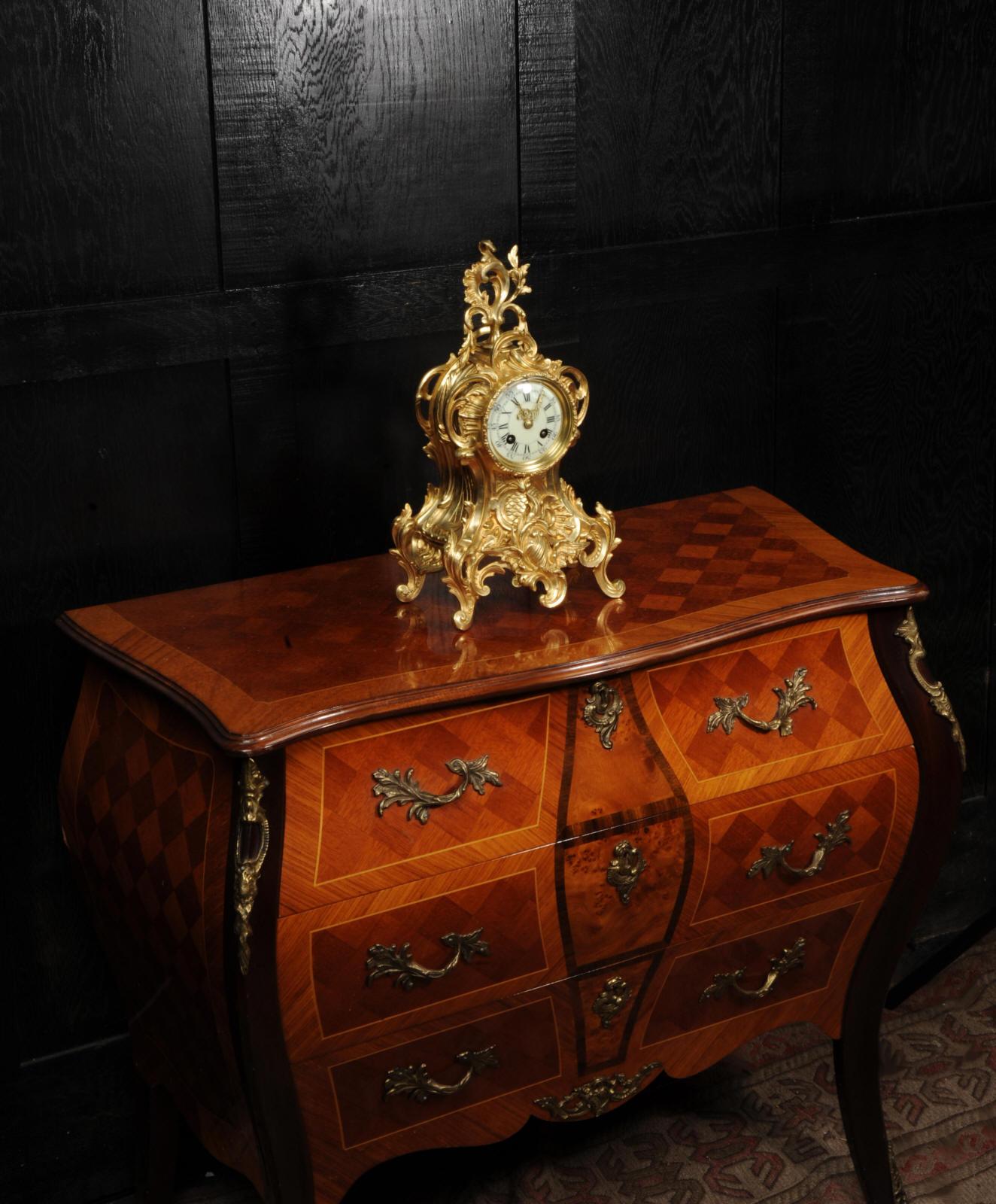 Antique French Gilt Bronze Rococo Clock 6