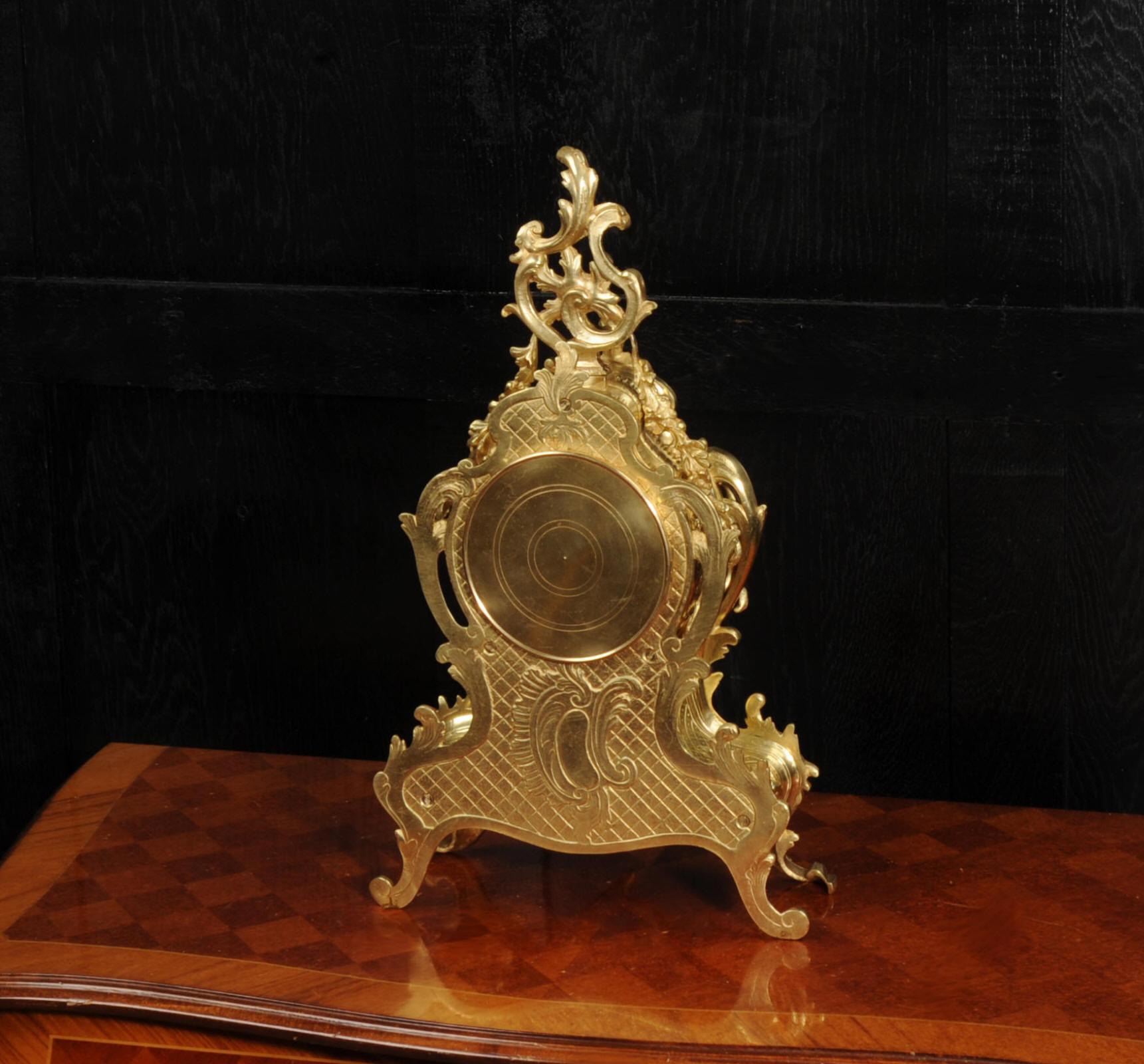 Antique French Gilt Bronze Rococo Clock For Sale 6