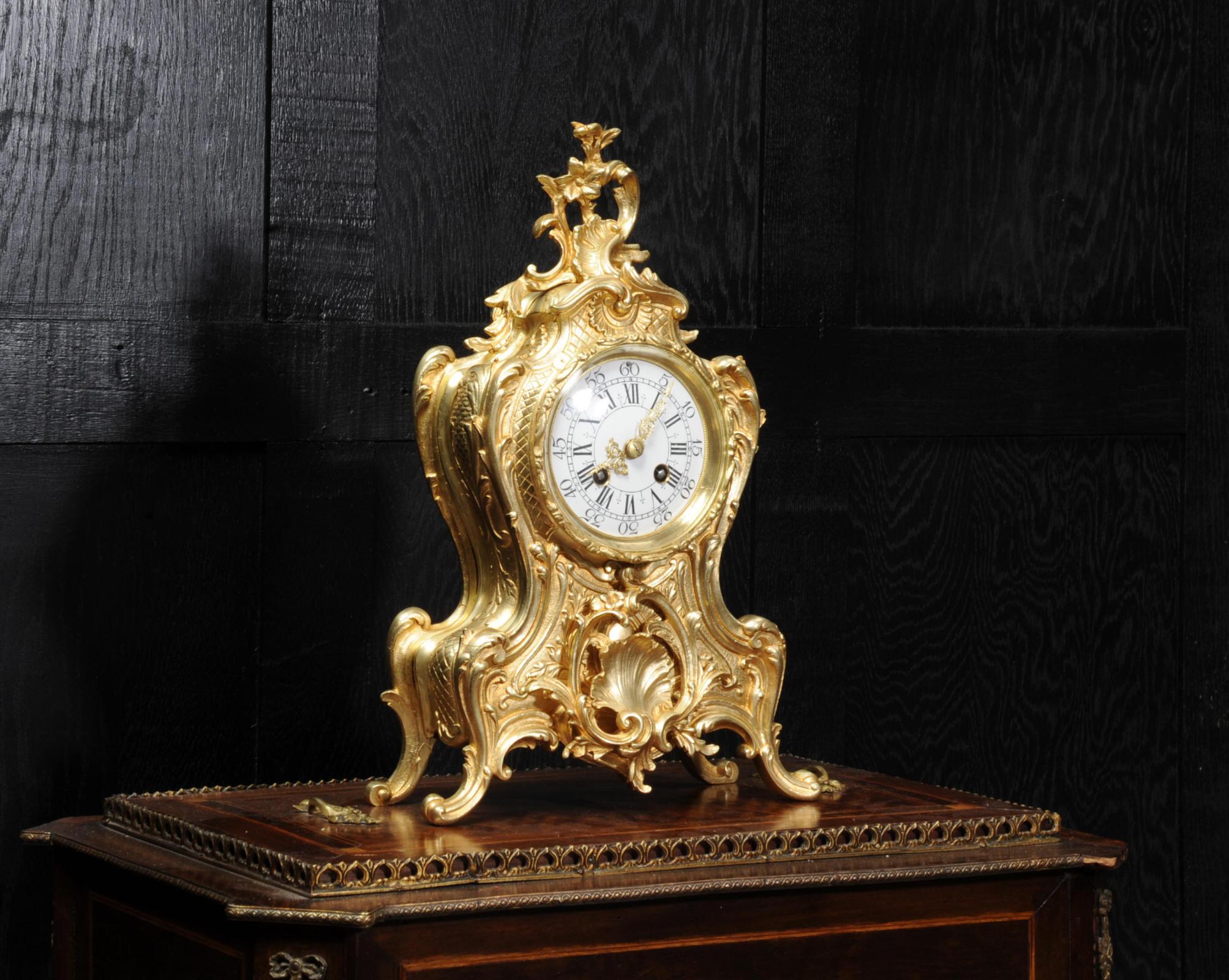 Antique French Gilt Bronze Rococo Clock 7