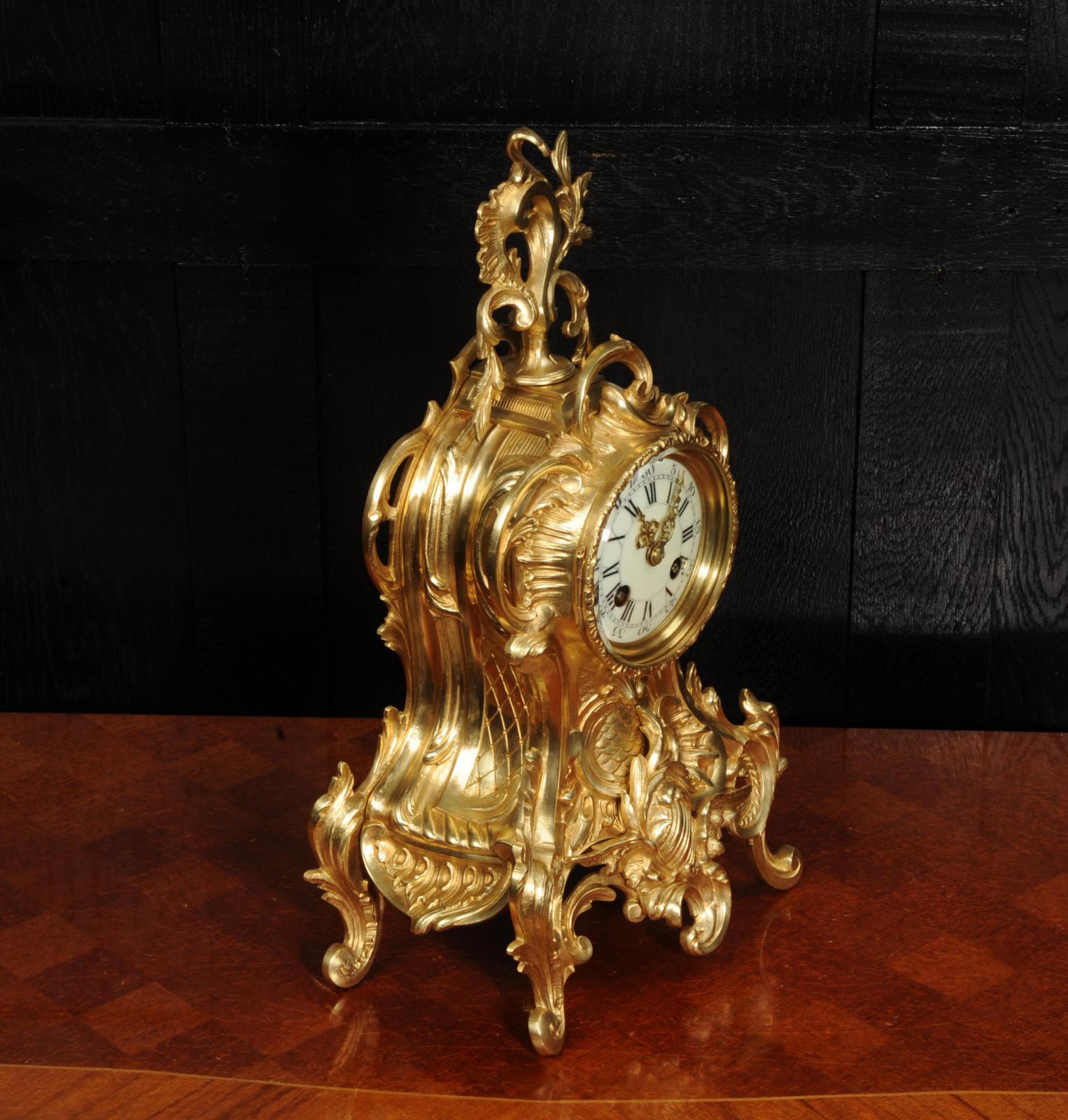 Antique French Gilt Bronze Rococo Clock 7