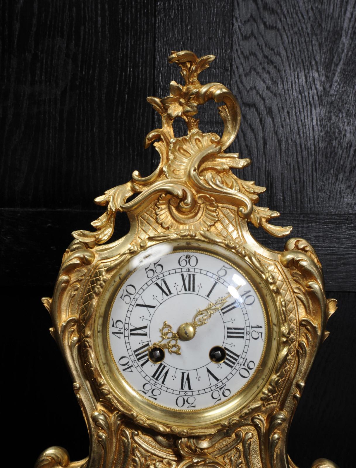 Antique French Gilt Bronze Rococo Clock 8
