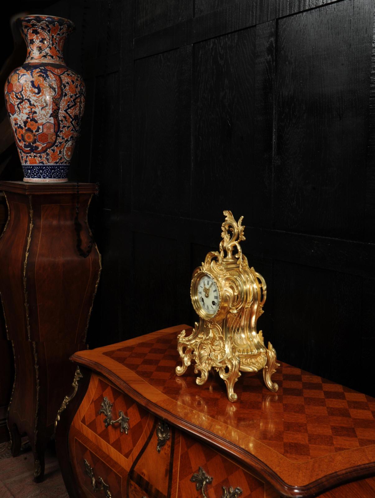 Antique French Gilt Bronze Rococo Clock 8