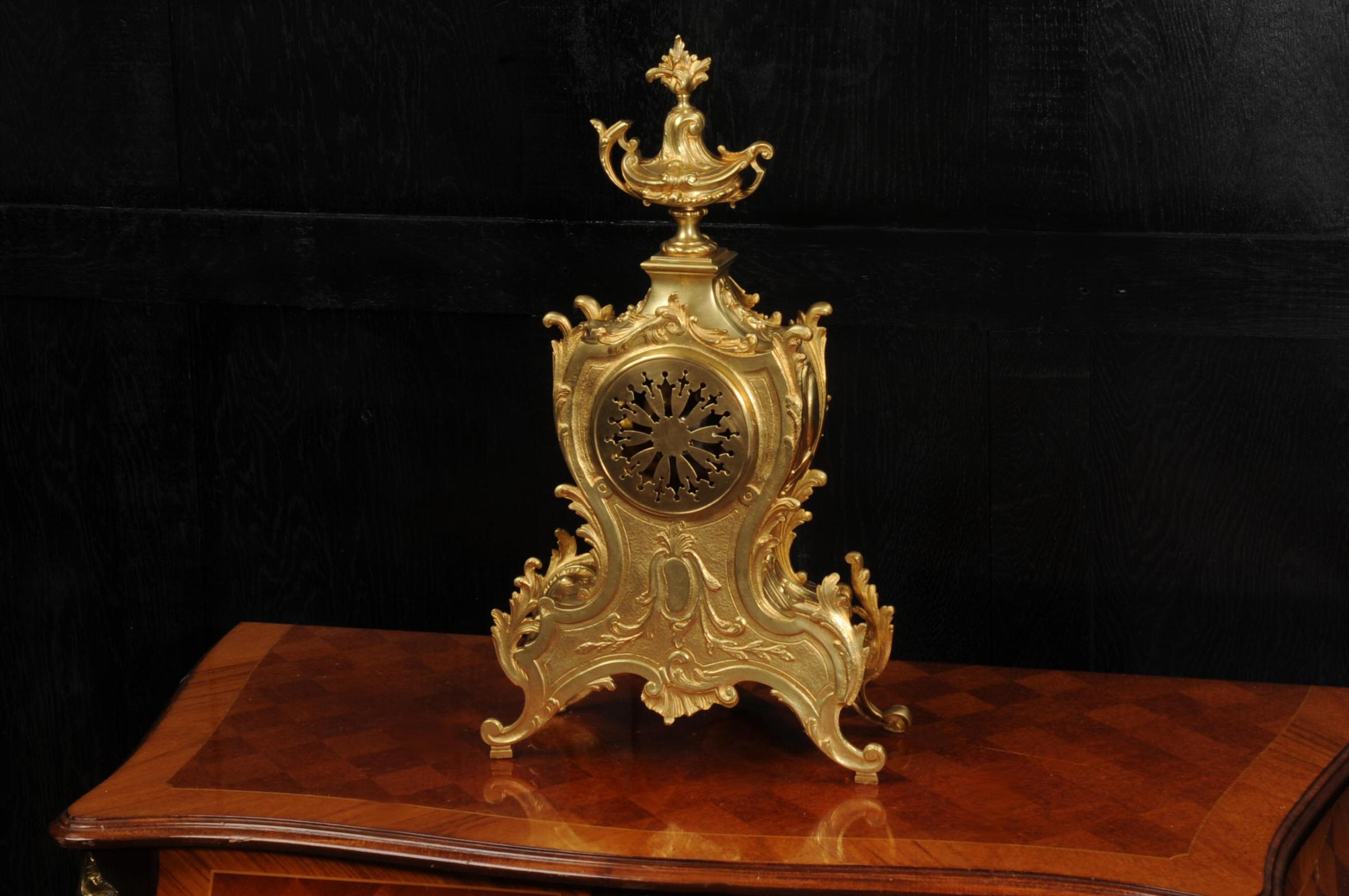 Antiguo Reloj French Rococo de Bronce Dorado en venta 6