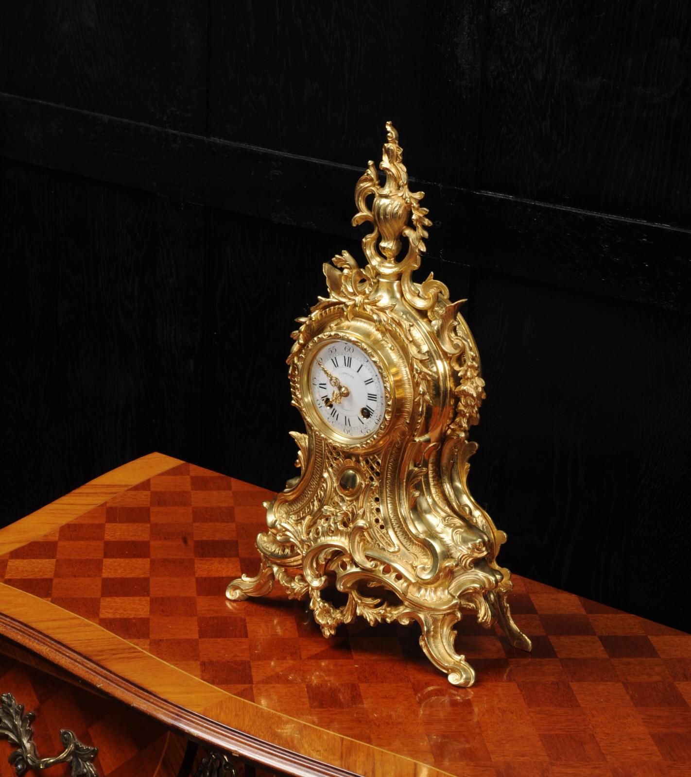 Antique French Gilt Bronze Rococo Clock 6
