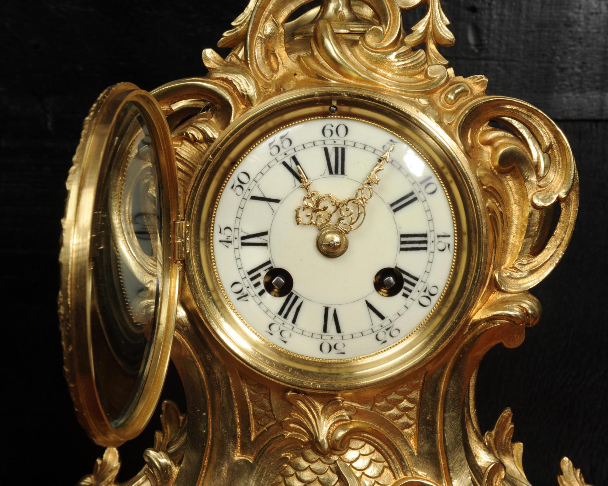 Antique French Gilt Bronze Rococo Clock 9