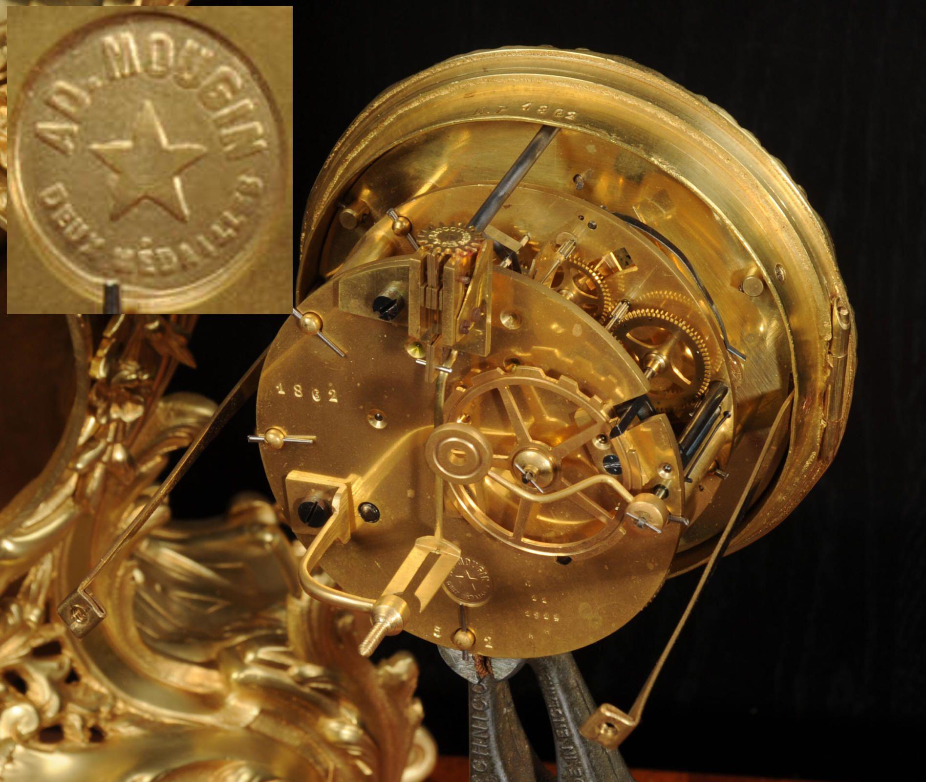 Antiguo Reloj French Rococo de Bronce Dorado en venta 7