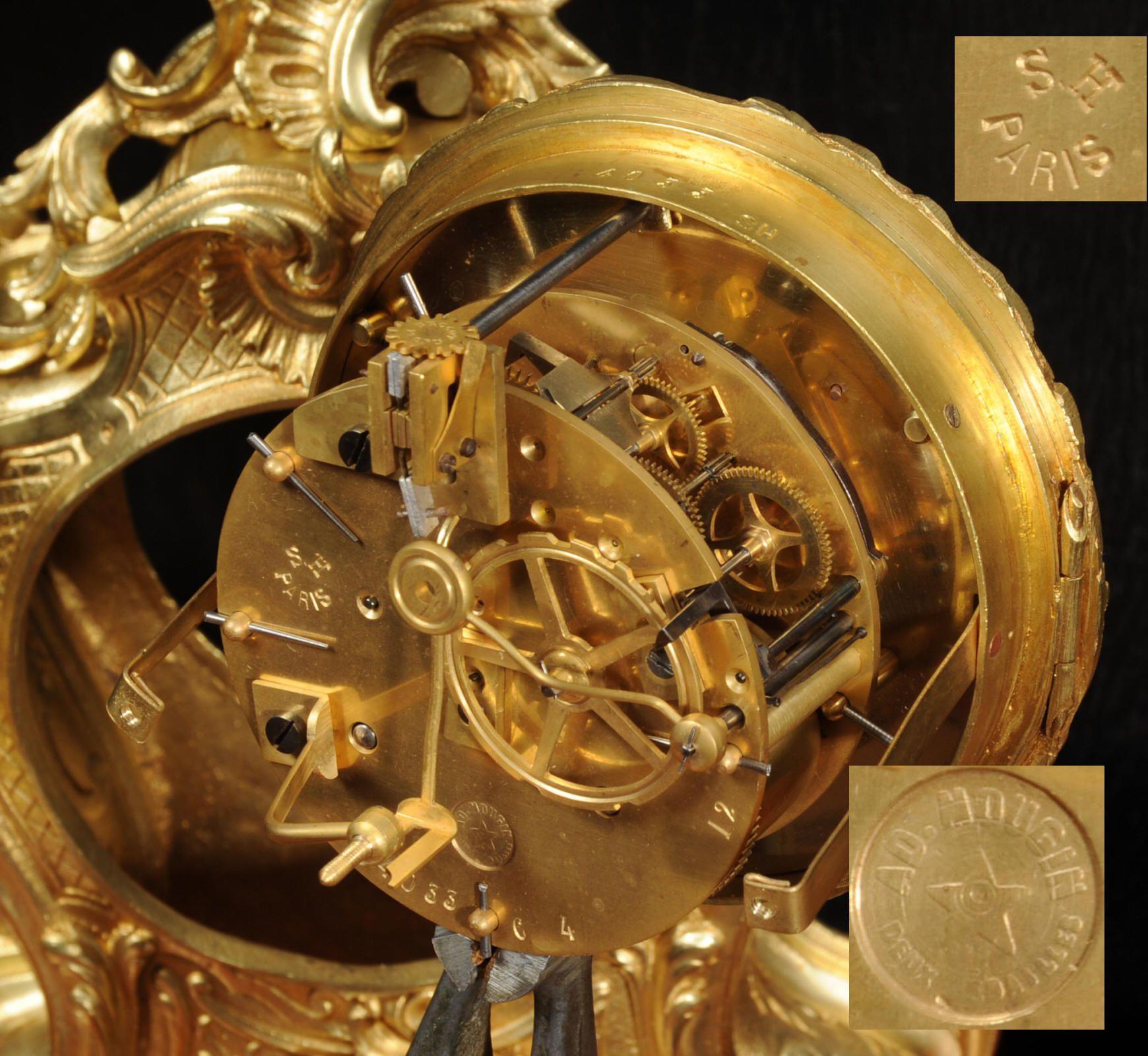 Antique French Gilt Bronze Rococo Clock 10
