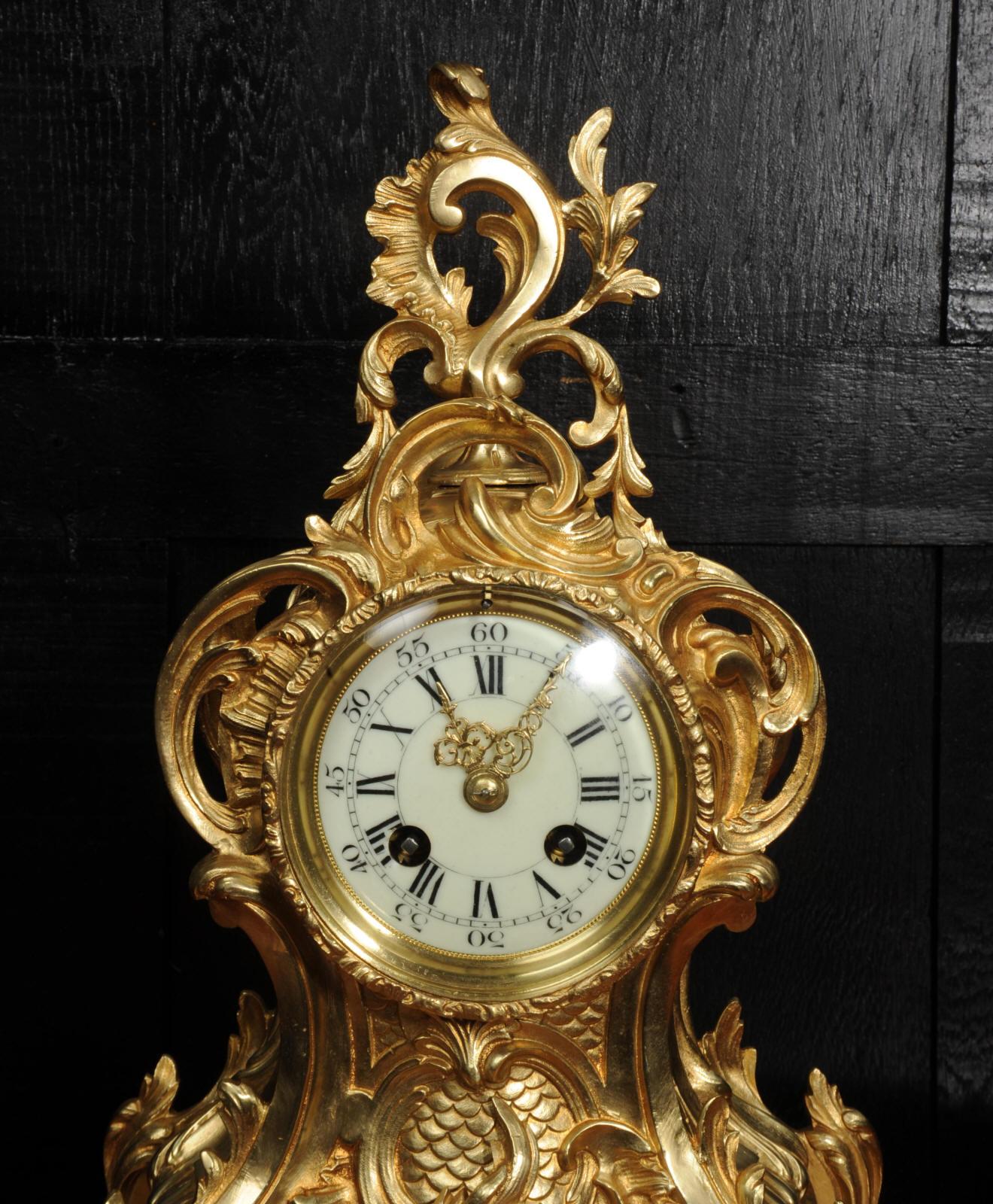 Antique French Gilt Bronze Rococo Clock 10