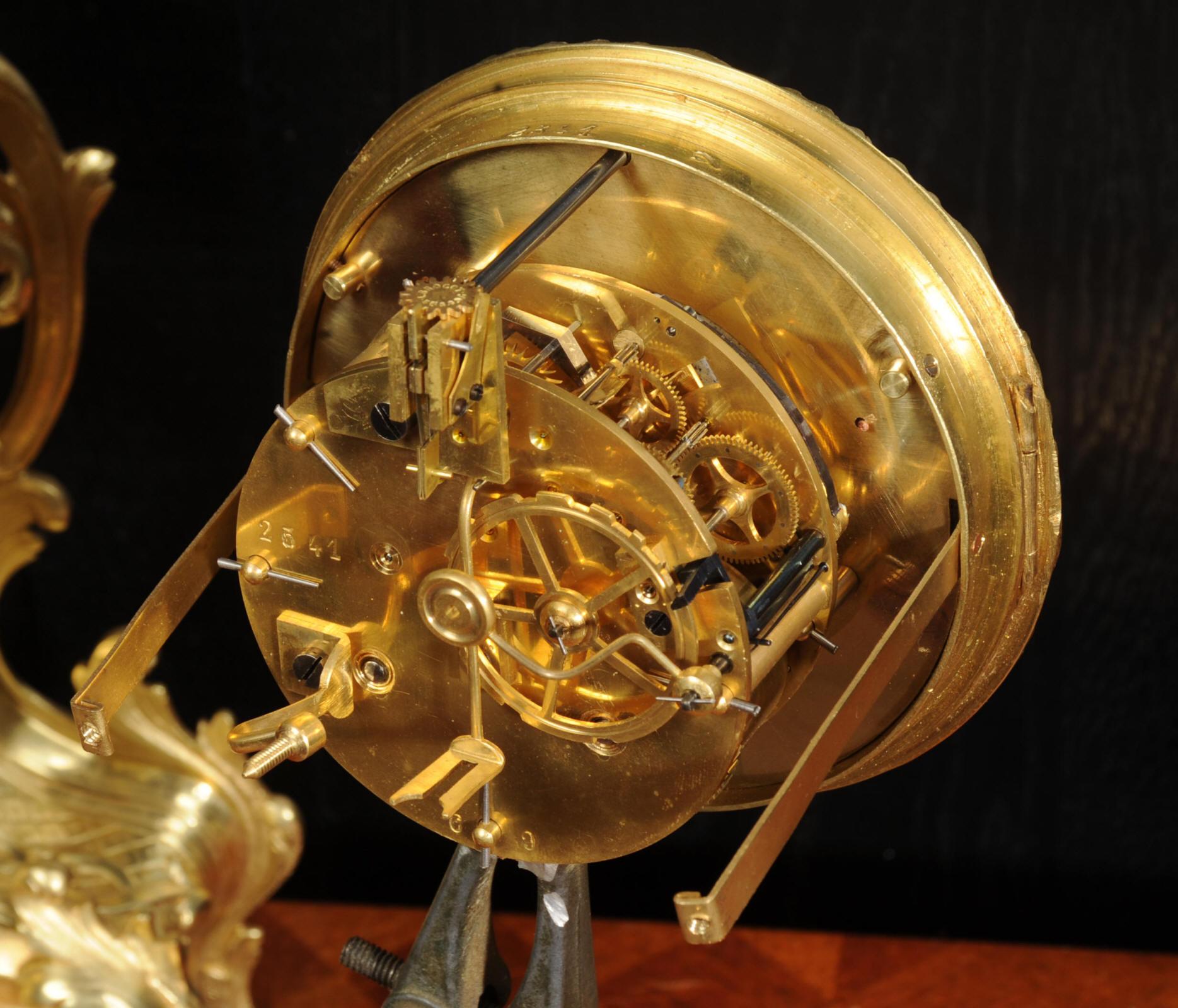 Antique French Gilt Bronze Rococo Clock For Sale 10
