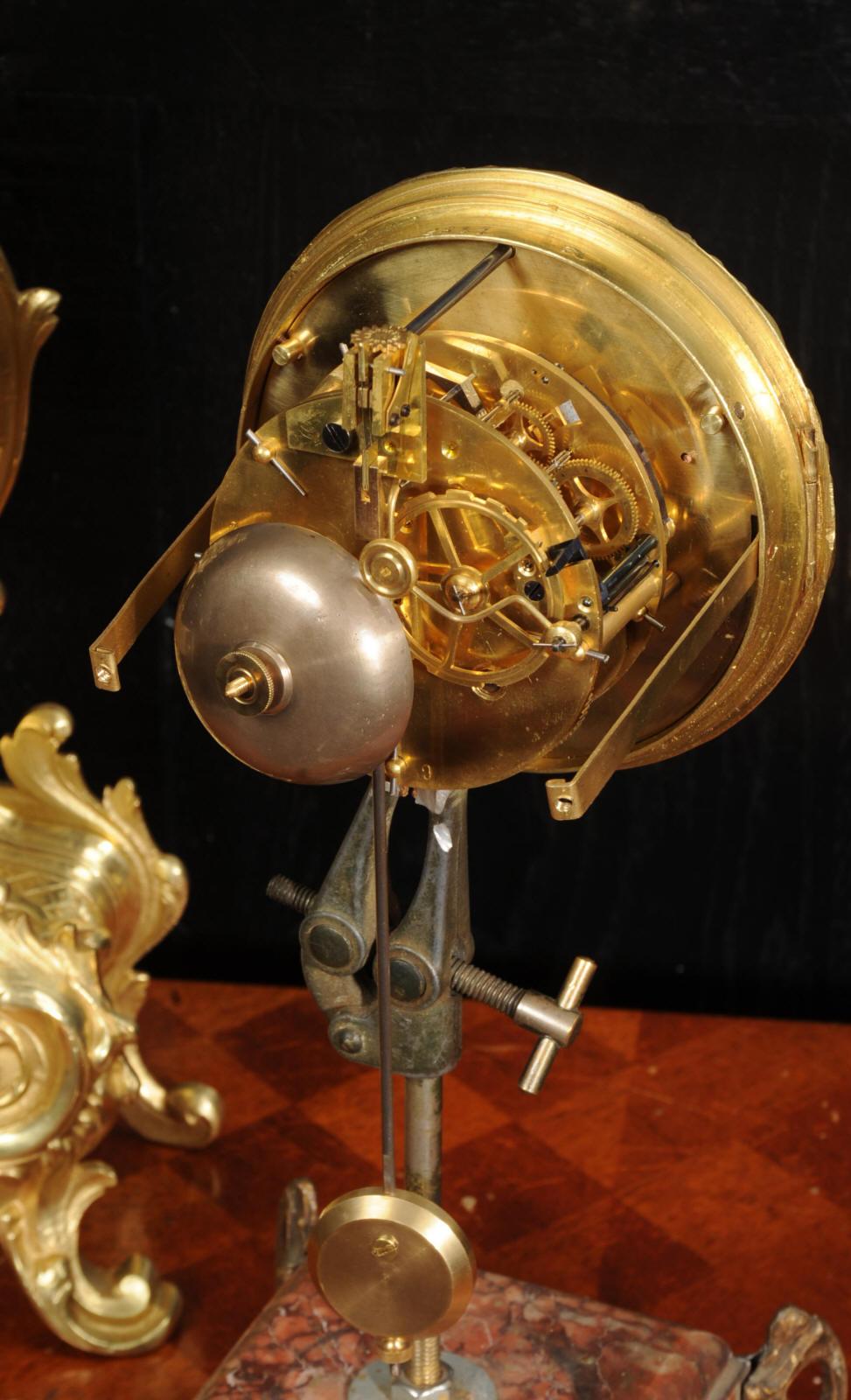 Antique French Gilt Bronze Rococo Clock For Sale 11
