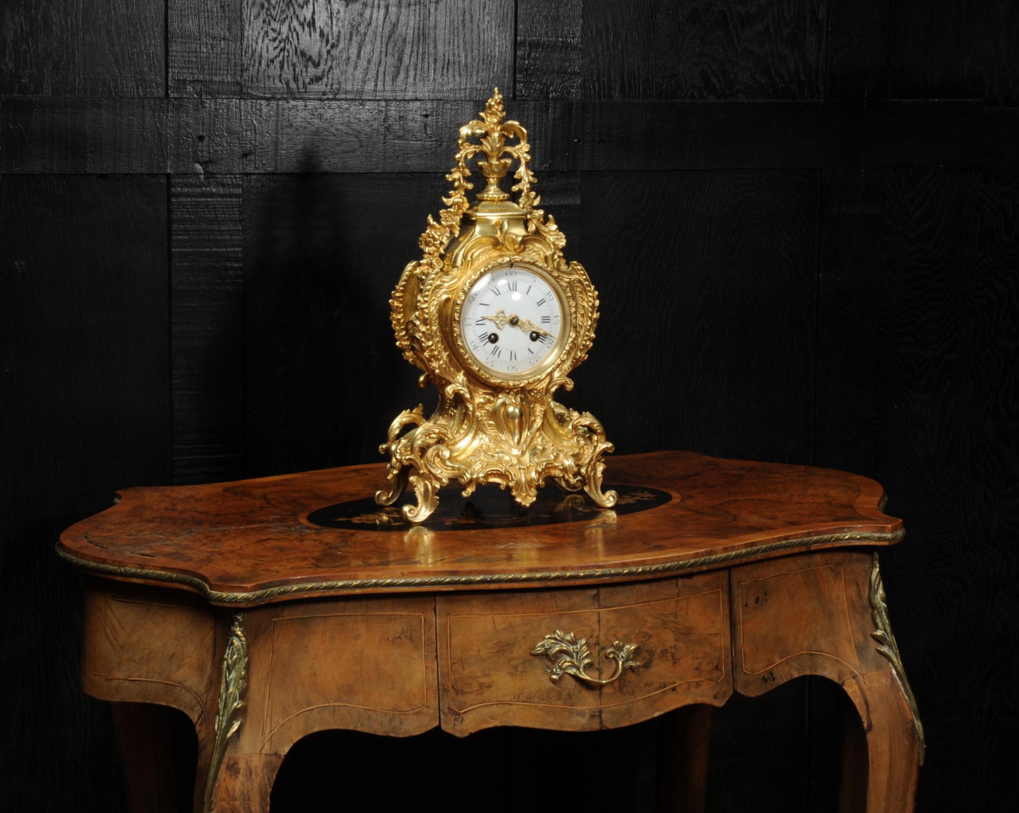 19th Century Antique French Gilt Bronze Rococo Clock