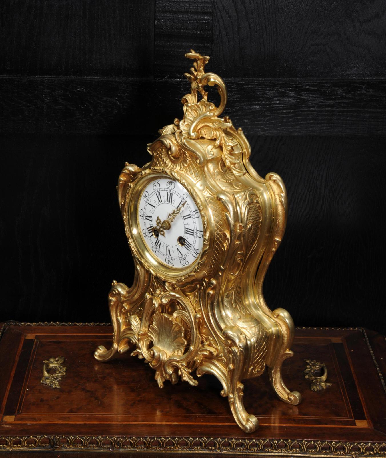 Antique French Gilt Bronze Rococo Clock 1