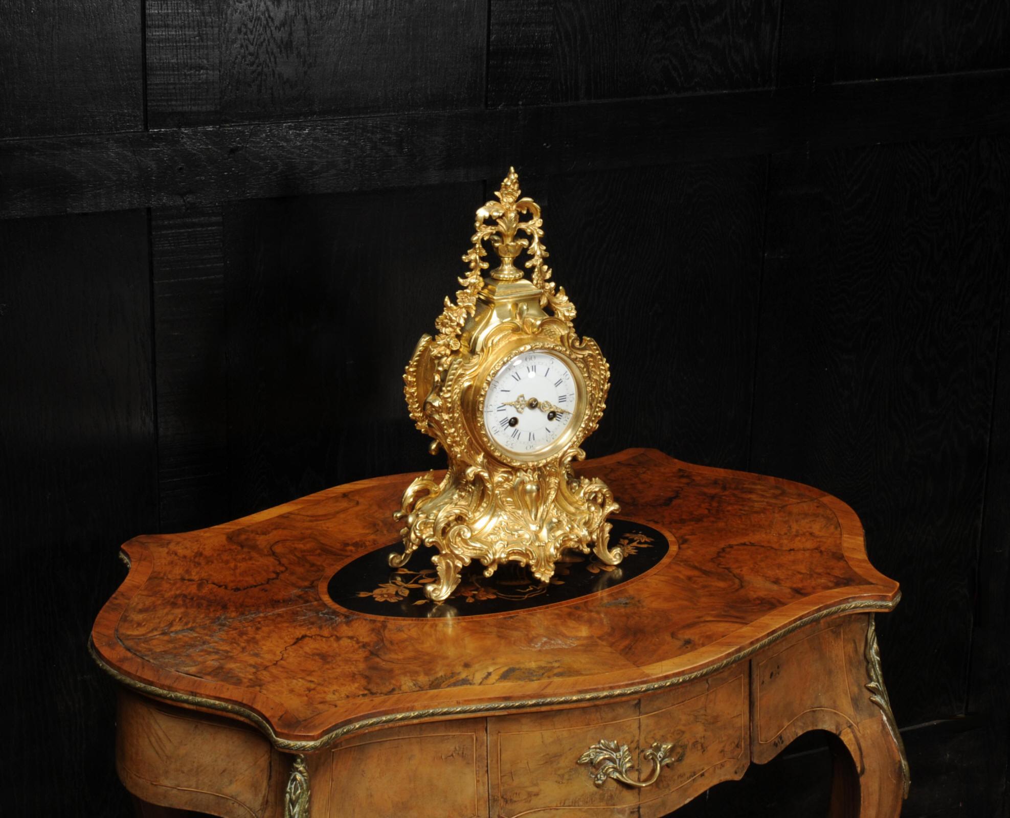 Antique French Gilt Bronze Rococo Clock 1