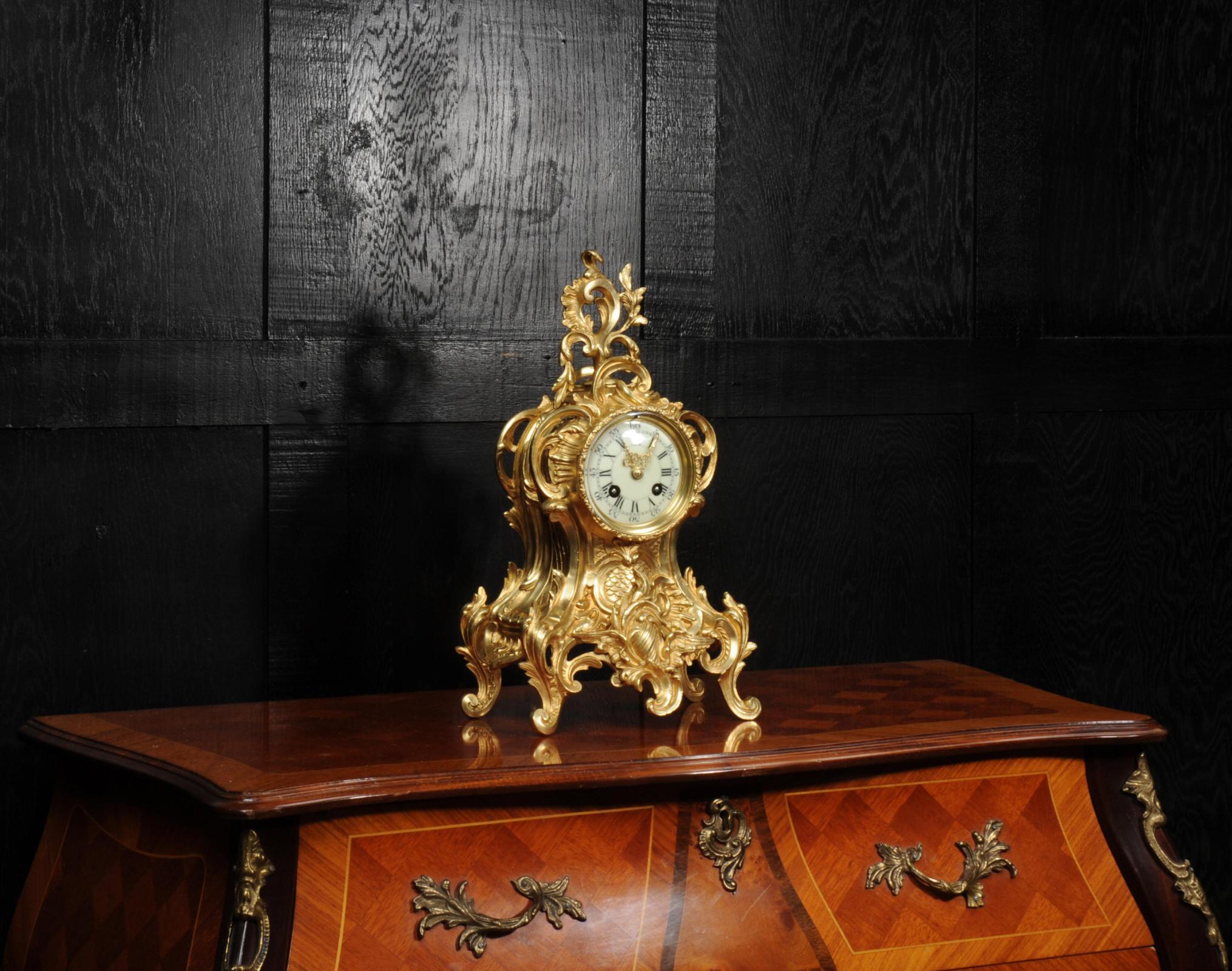 Antique French Gilt Bronze Rococo Clock 1