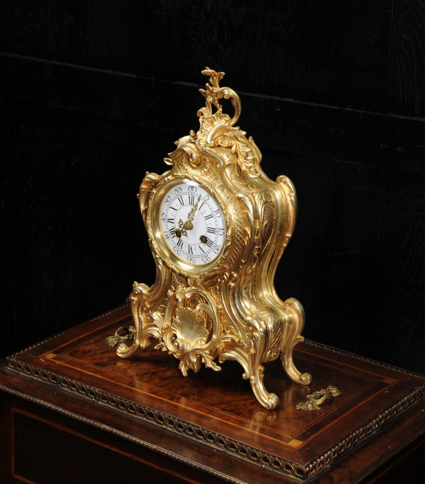 Antique French Gilt Bronze Rococo Clock 2