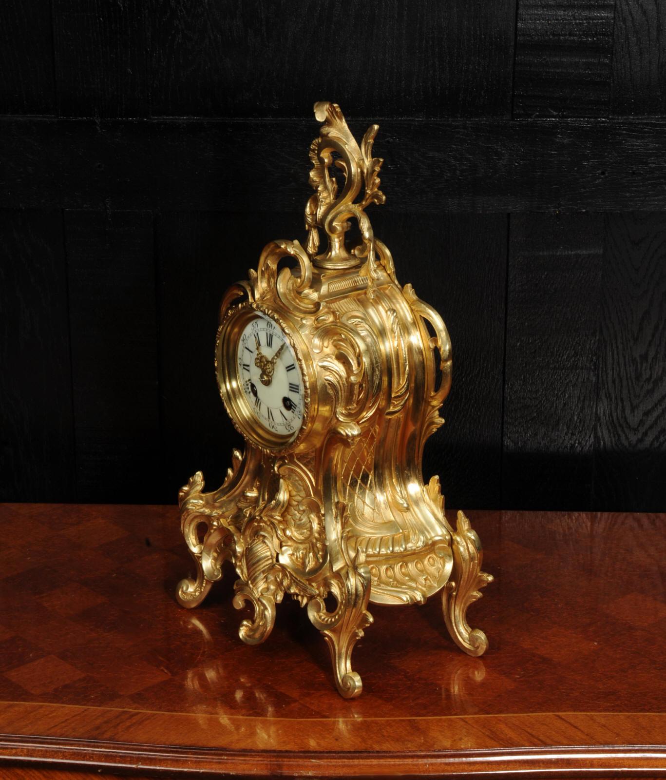 Antique French Gilt Bronze Rococo Clock 2