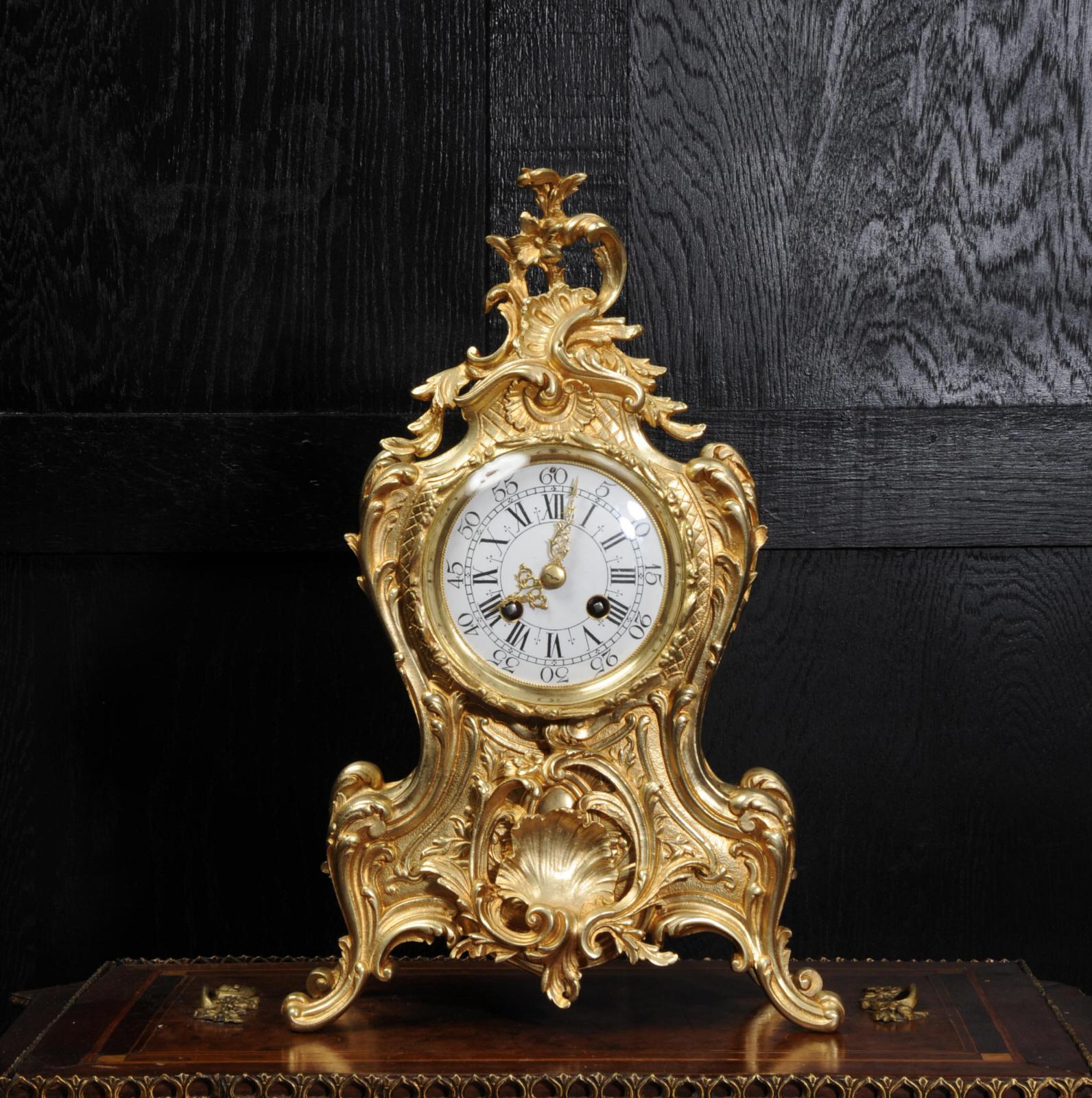Antique French Gilt Bronze Rococo Clock 3