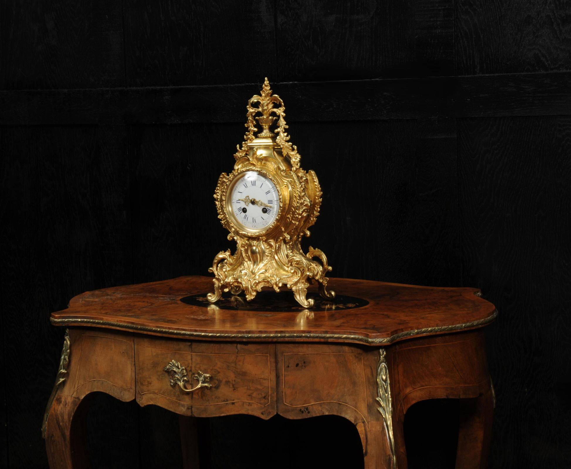 Antique French Gilt Bronze Rococo Clock 3