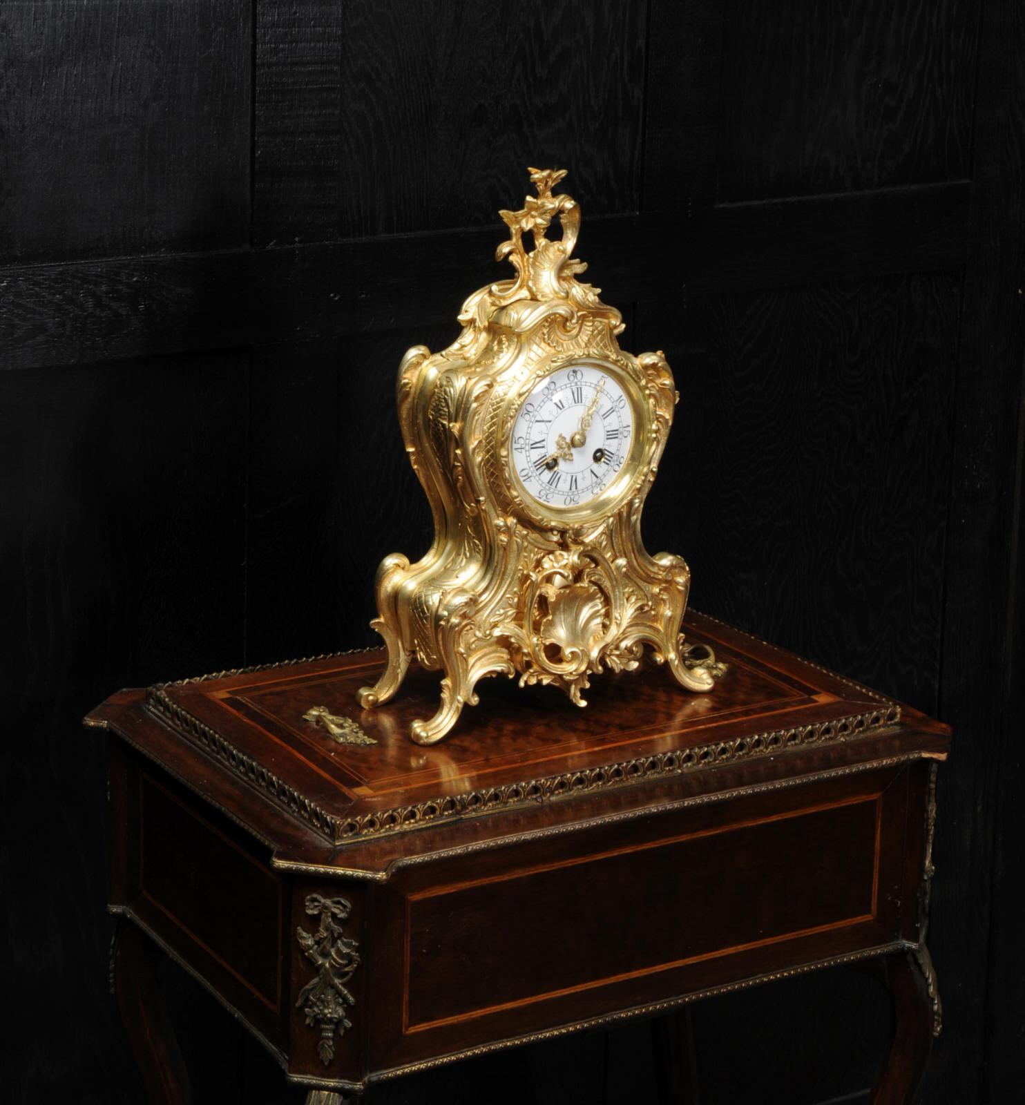 Antique French Gilt Bronze Rococo Clock 4