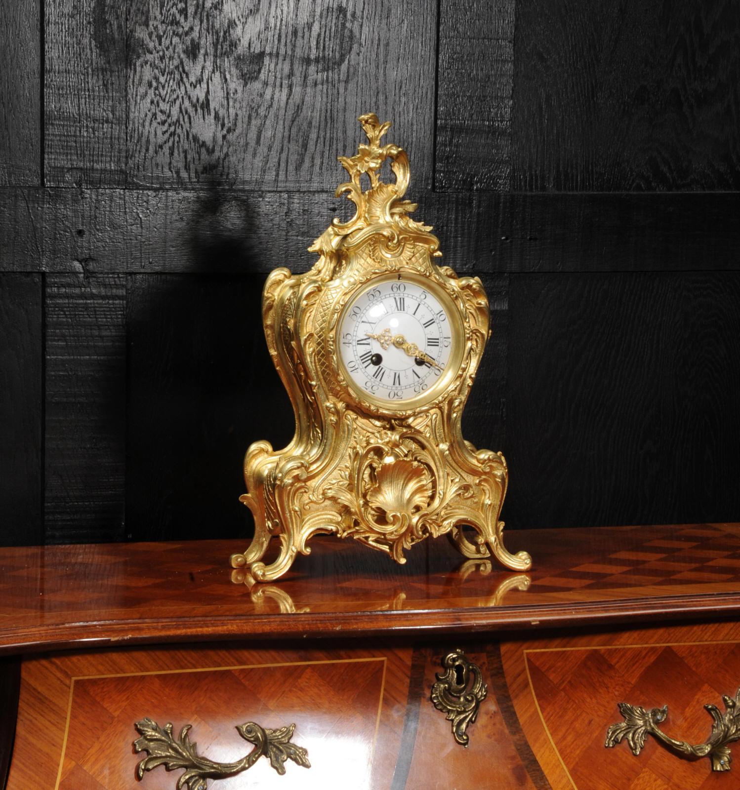 Antique French Gilt Bronze Rococo Clock 4