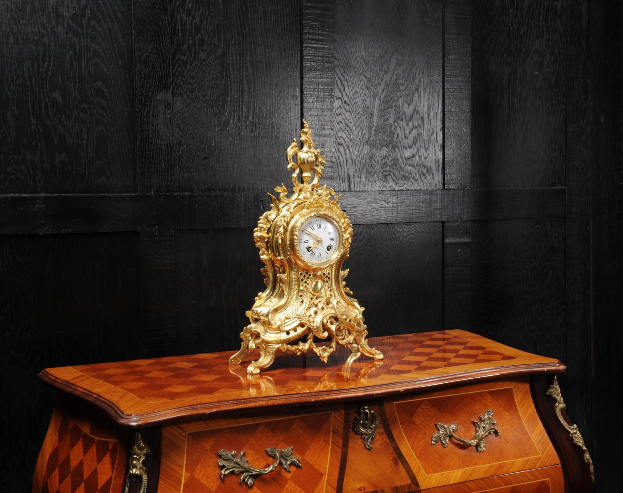 Antique French Gilt Bronze Rococo Clock 2