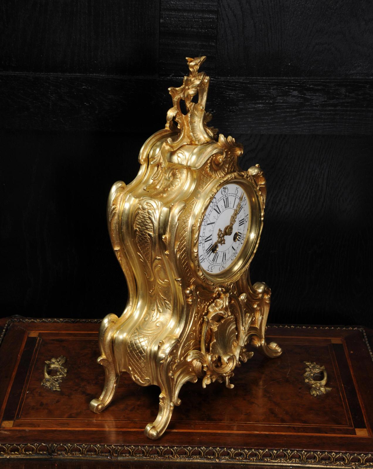 Antique French Gilt Bronze Rococo Clock 5