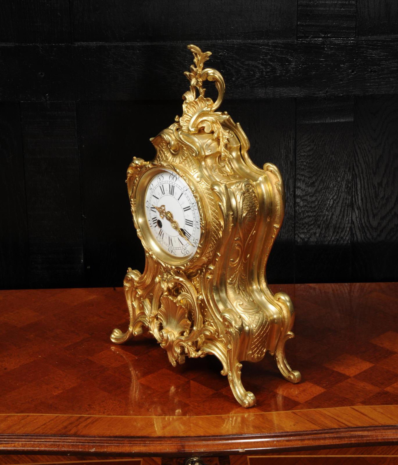 Antique French Gilt Bronze Rococo Clock 5