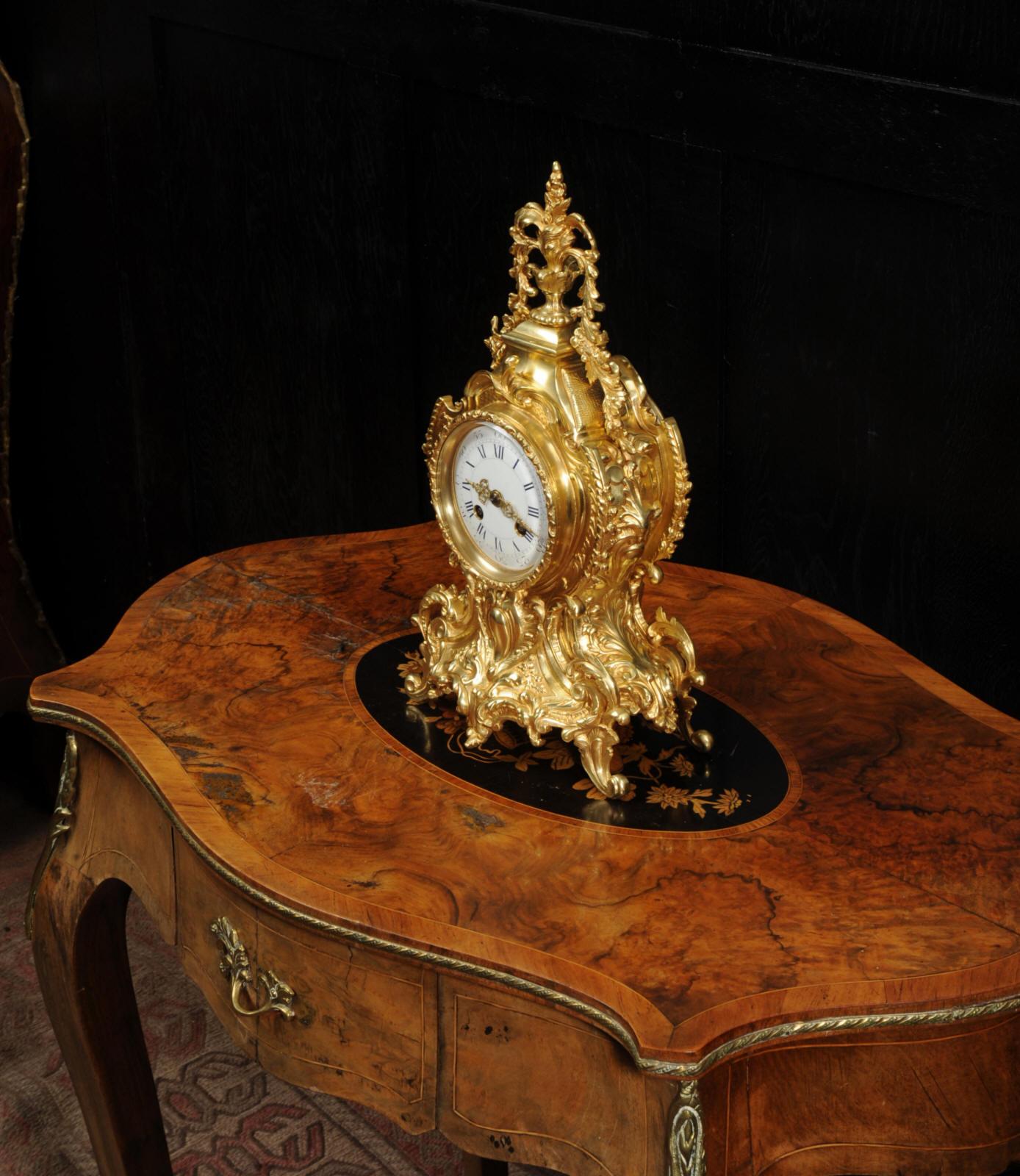Antique French Gilt Bronze Rococo Clock 5