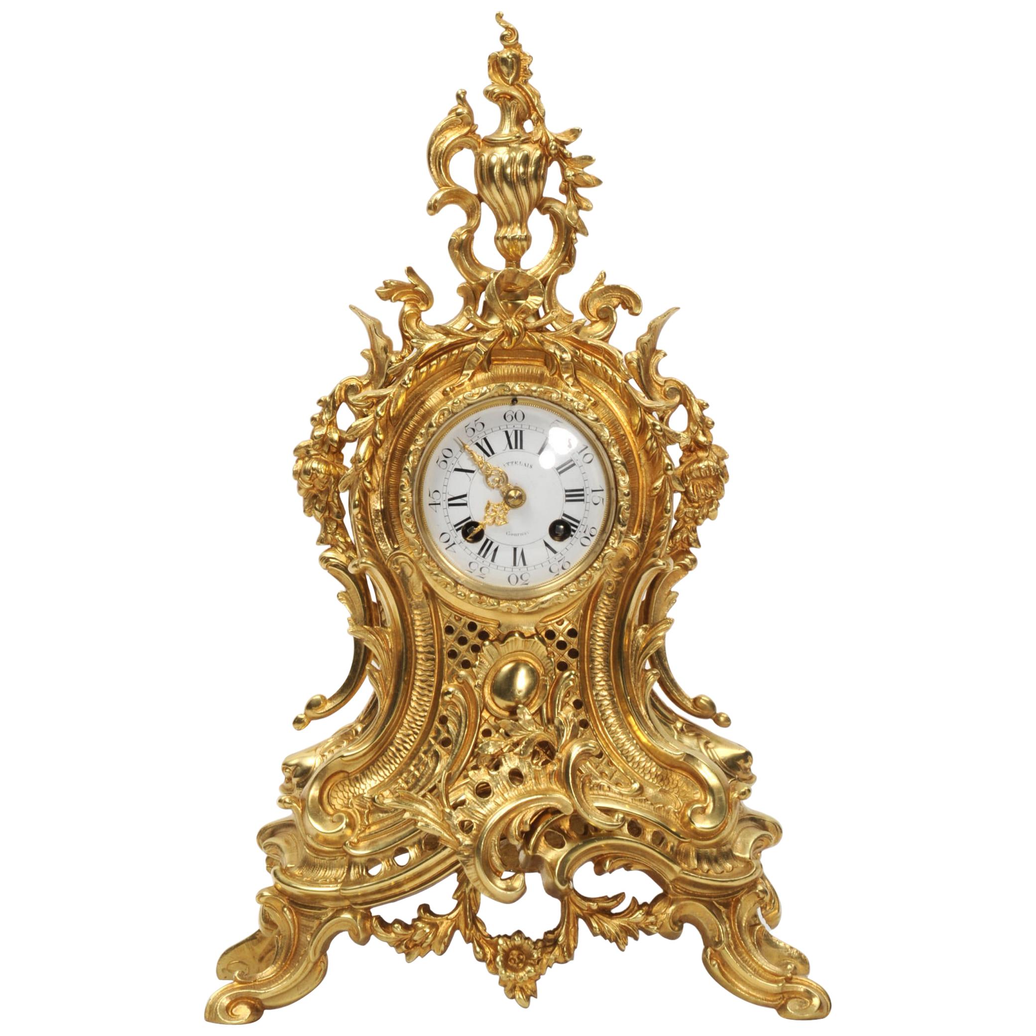 Antique French Gilt Bronze Rococo Clock