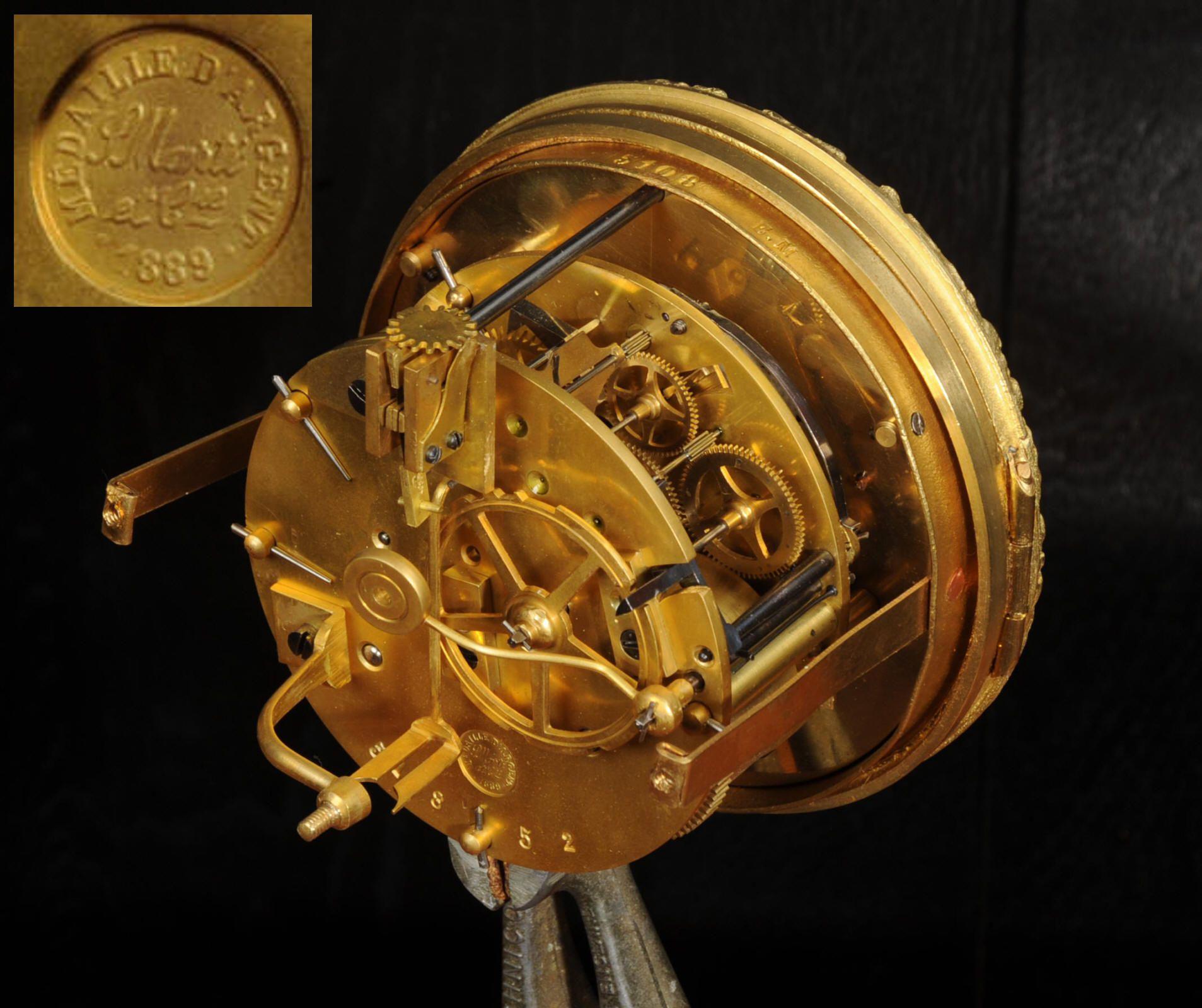 Antique French Gilt Bronze Rococo Clock - Fully Restored For Sale 13