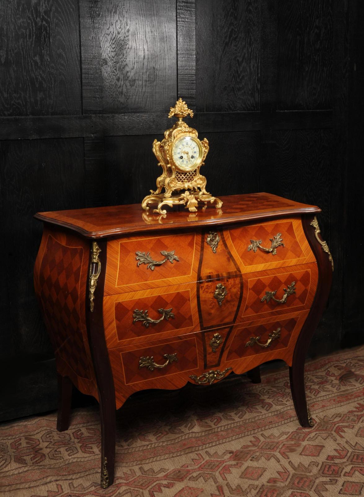 Antique French Gilt Bronze Rococo Clock - Fully Restored For Sale 5