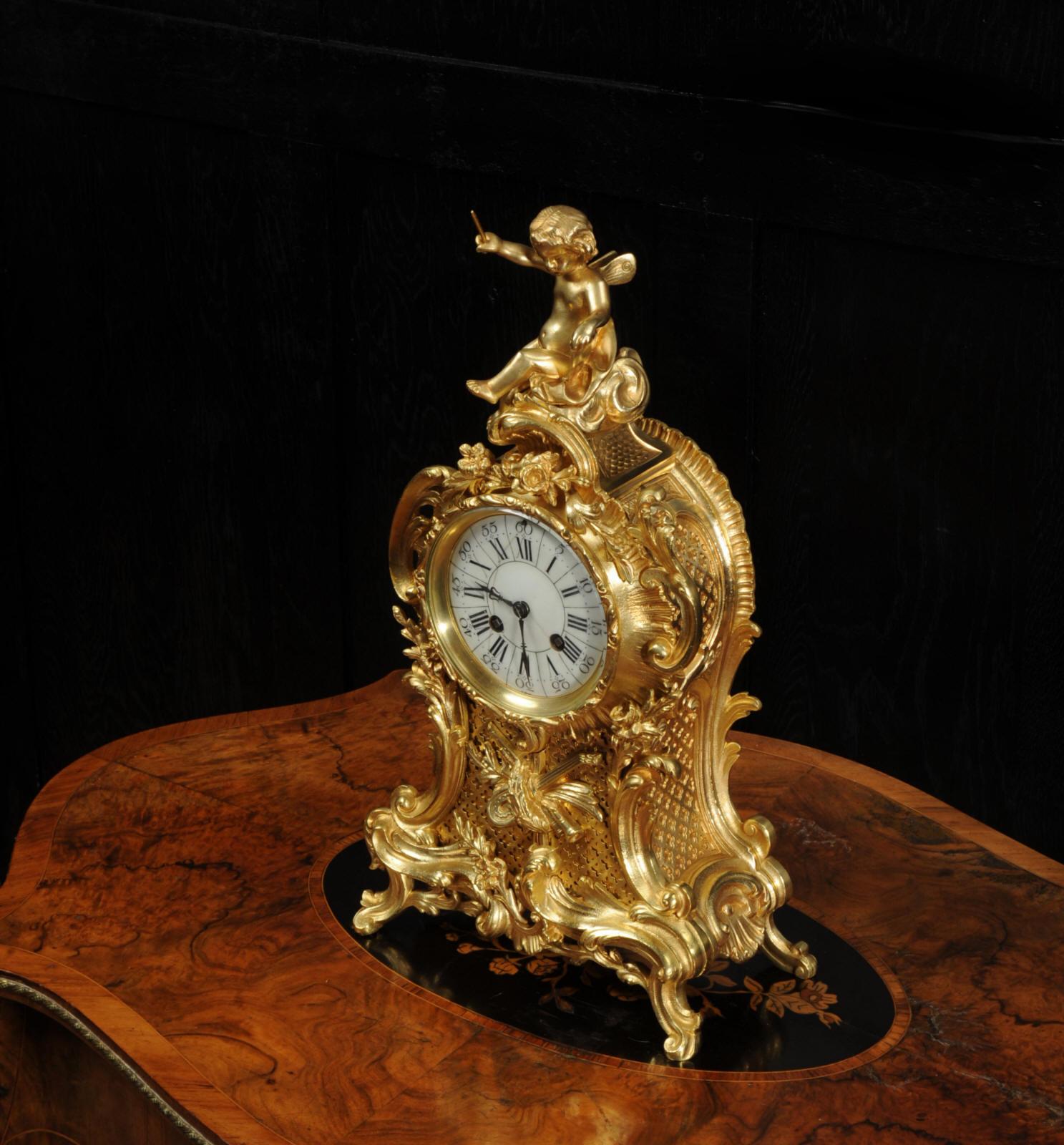 Antique French Gilt Bronze Rococo Clock, Music 6