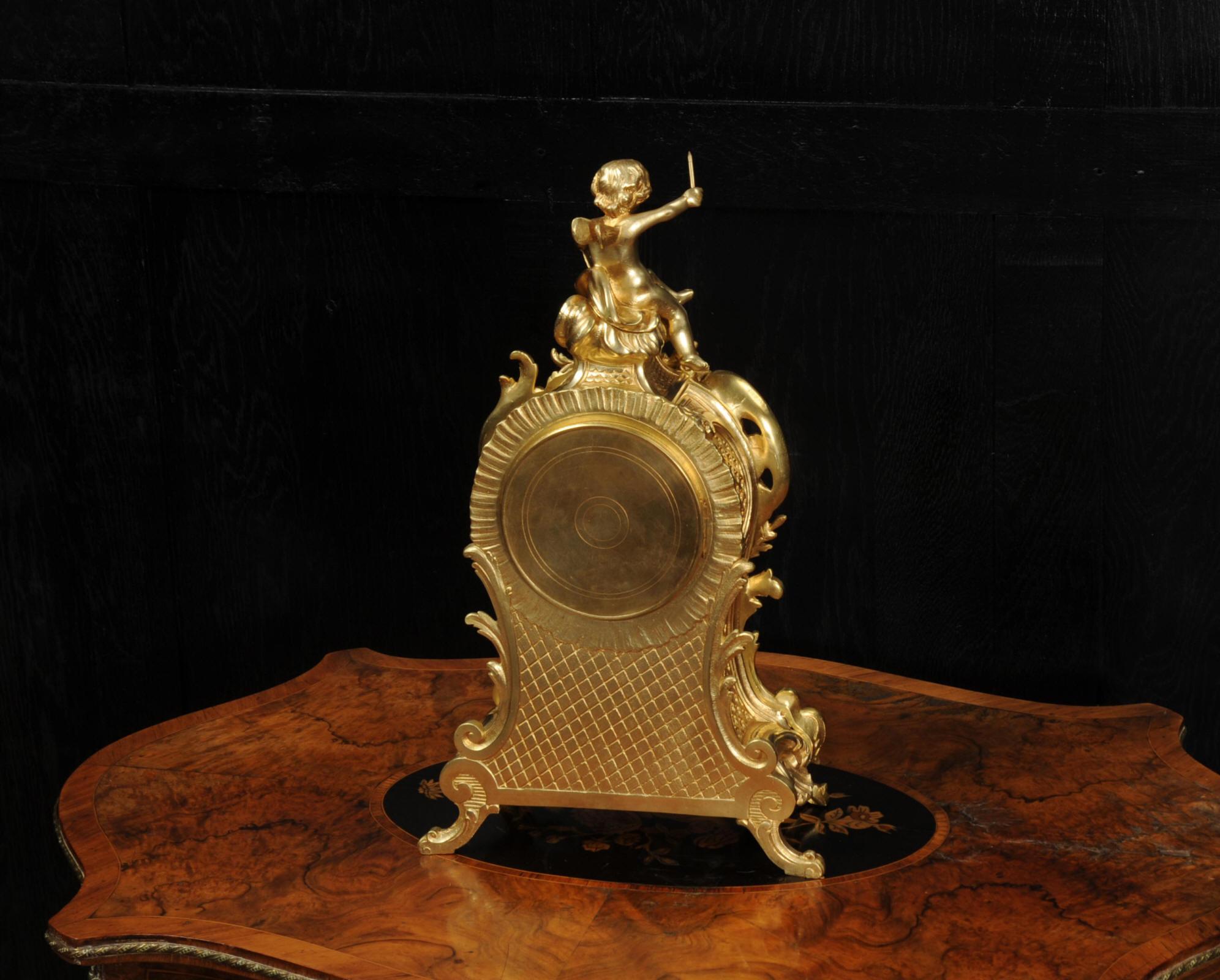 Antique French Gilt Bronze Rococo Clock, Music 8