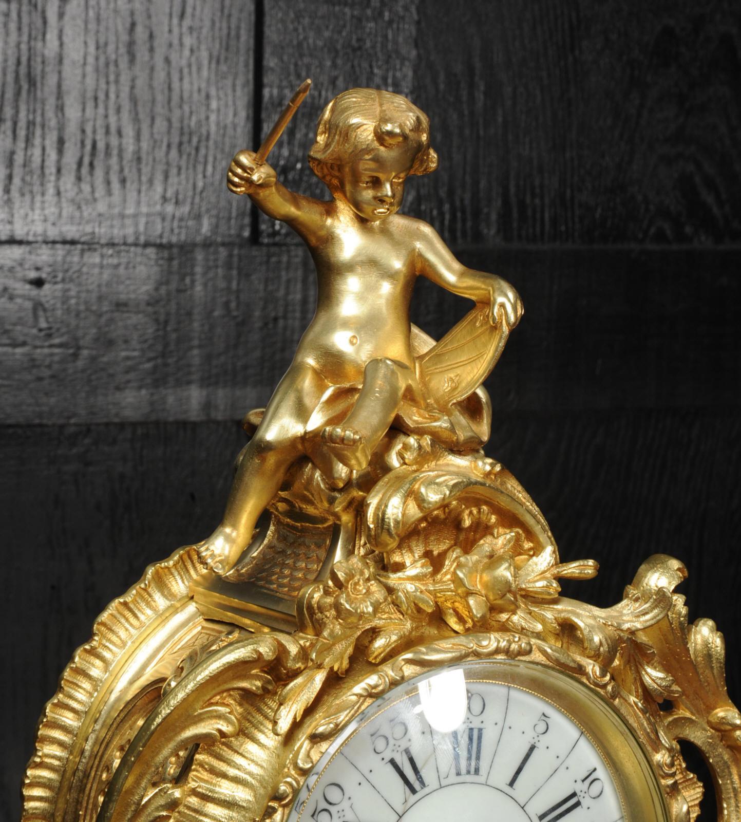 Antique French Gilt Bronze Rococo Clock, Music 10