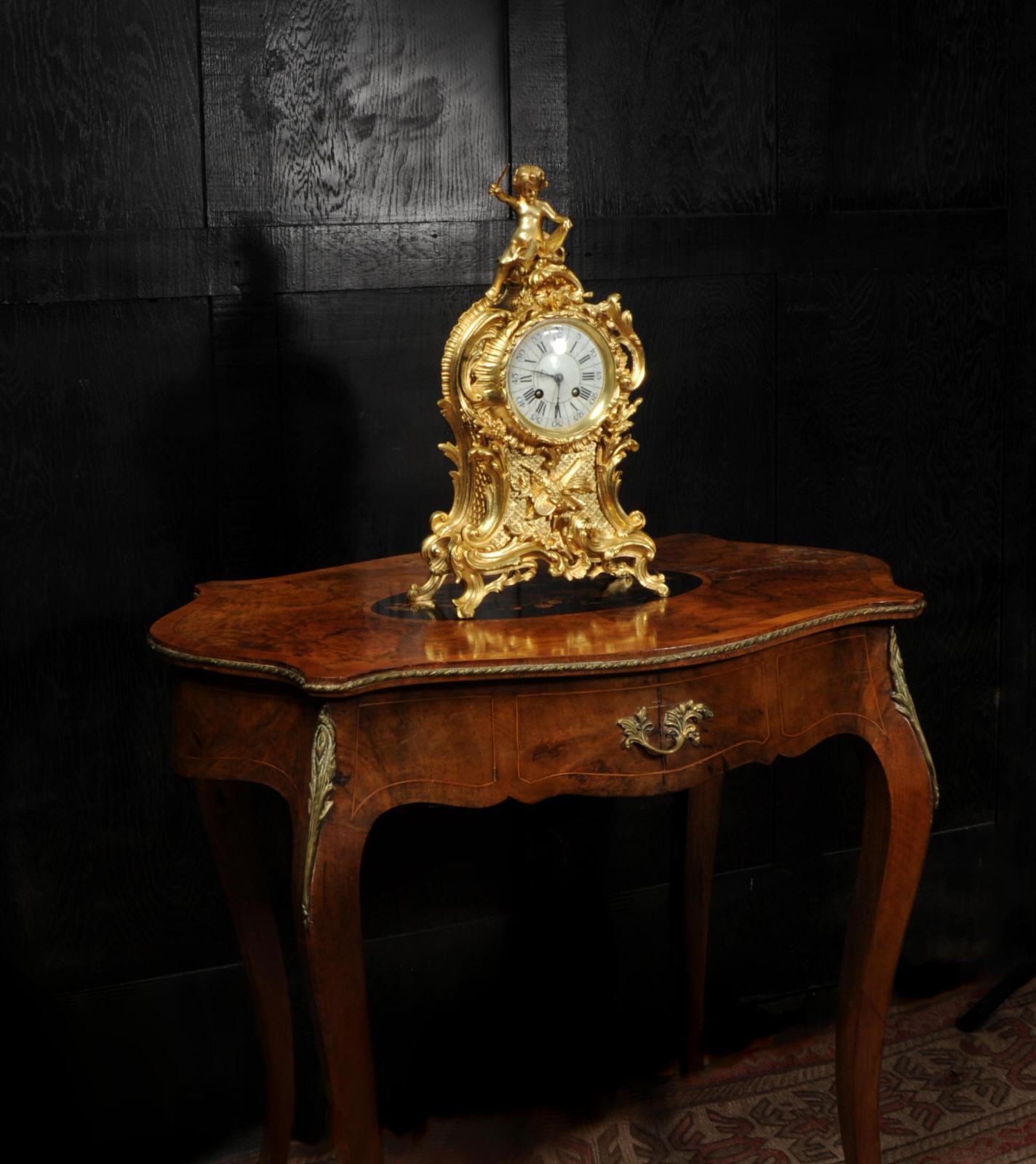 Antique French Gilt Bronze Rococo Clock, Music 1